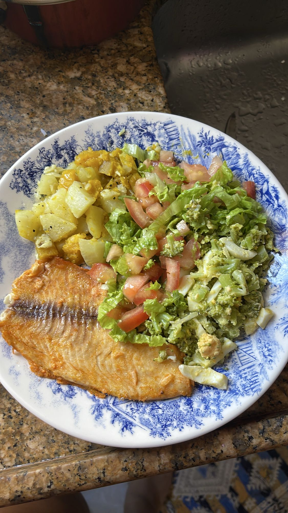Peixe com salada e batata