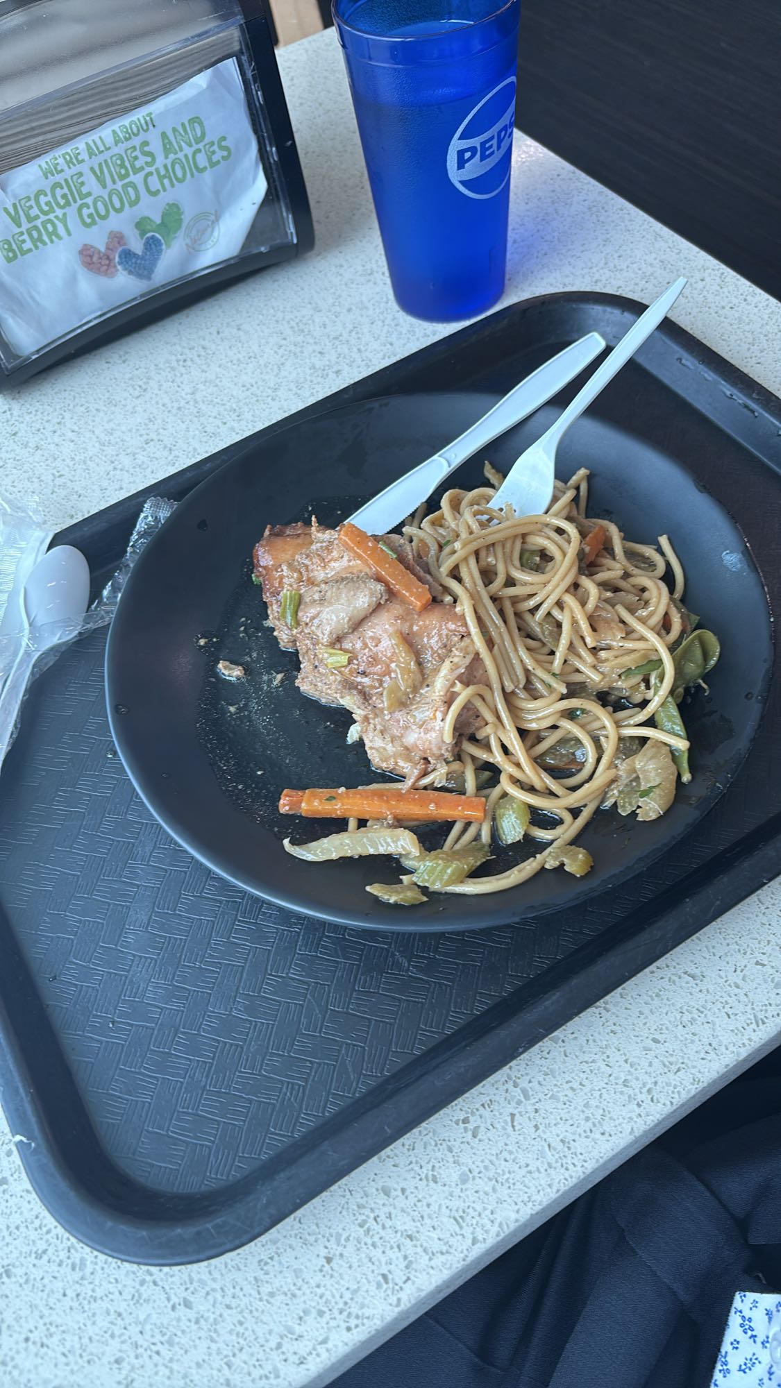 pollo con fideos y verduras