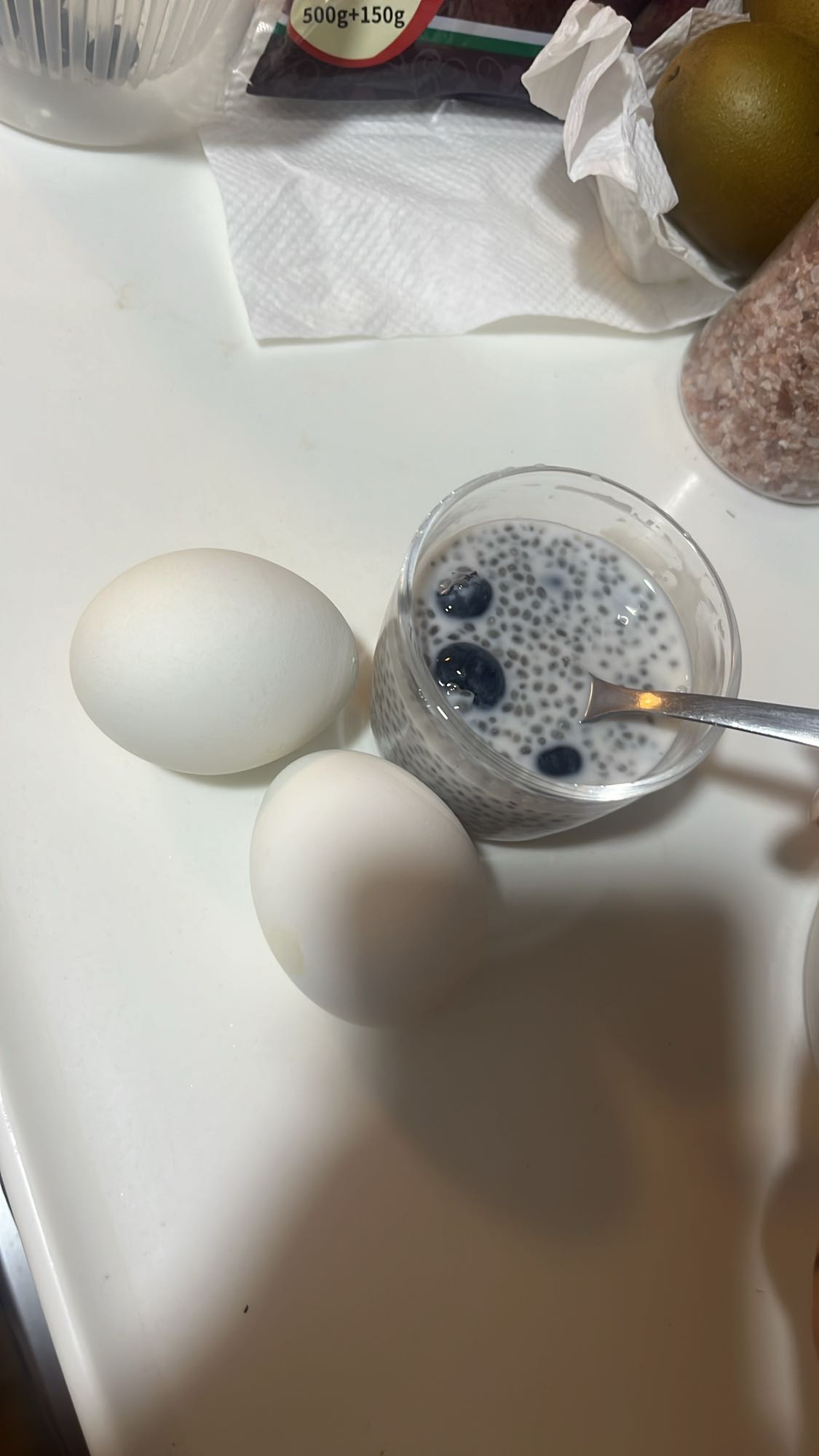 Eggs and chia pudding