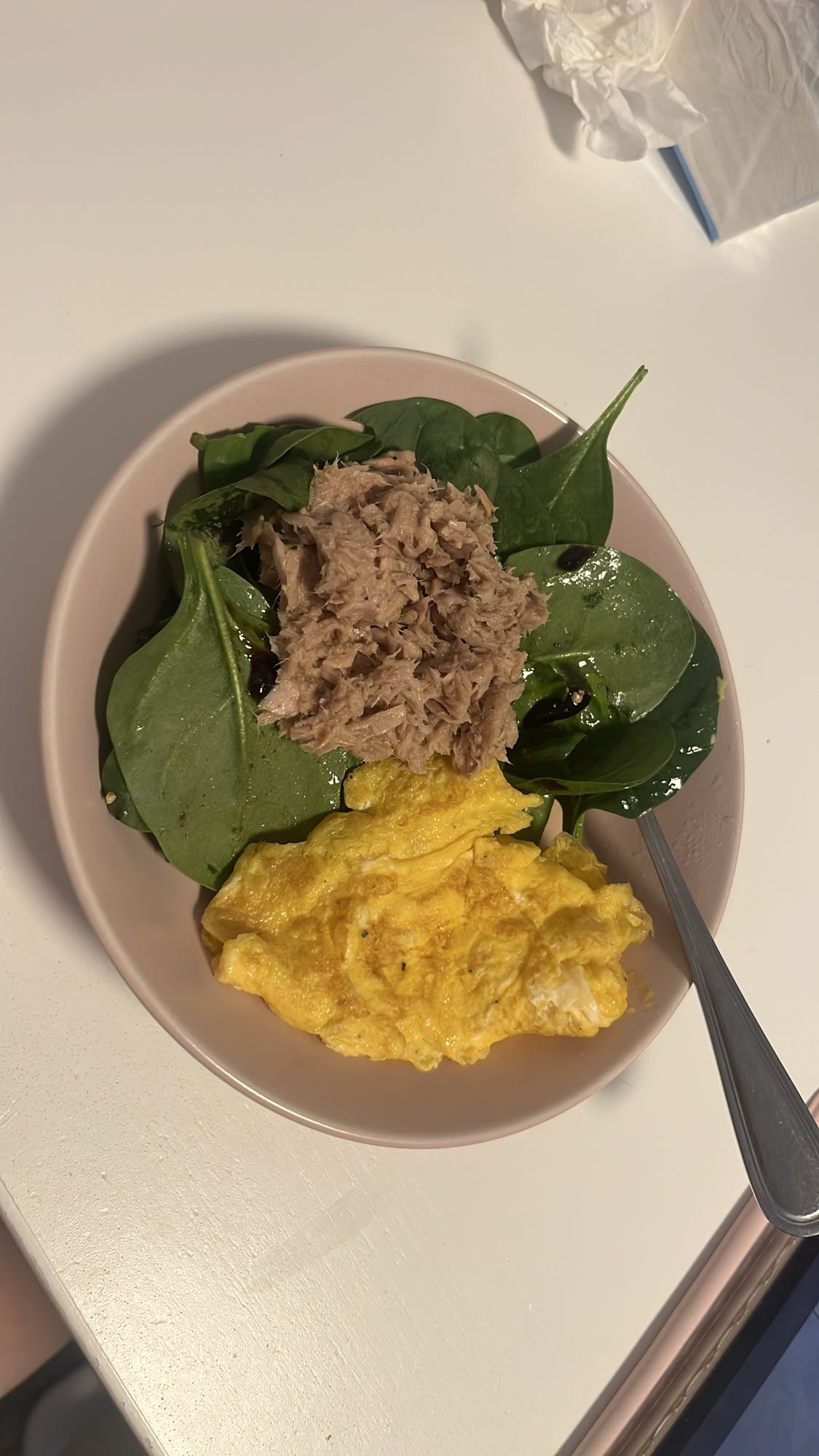 Tuna Egg Spinach Bowl