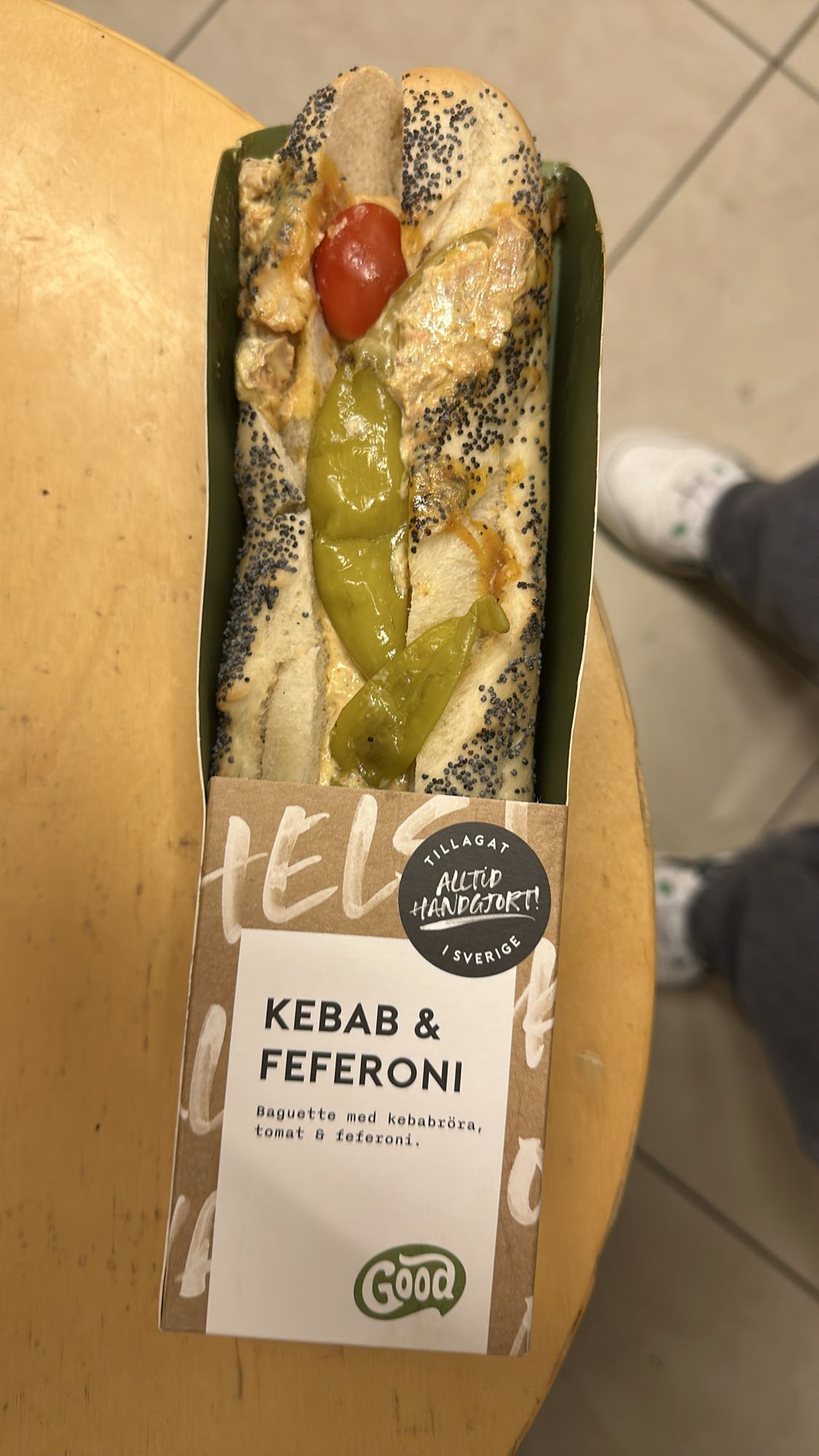 Kebab & feferoni-baguette
