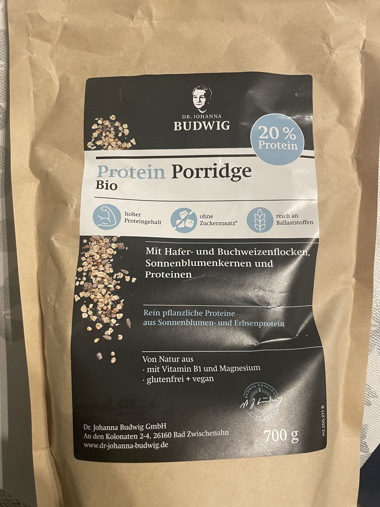 Protein Porridge Bio mit Milch, Banane und Honig