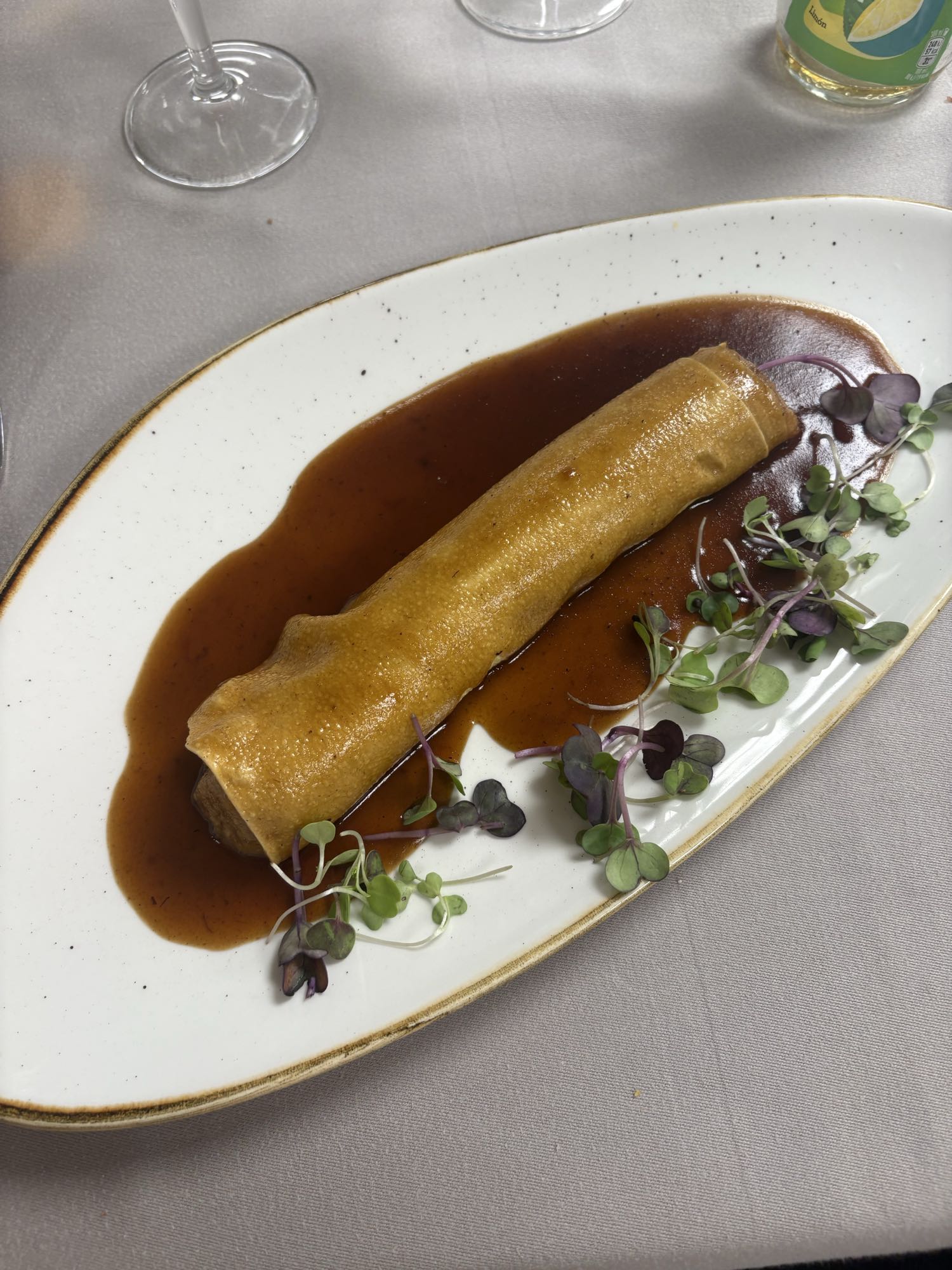 Canelón de carne con salsa