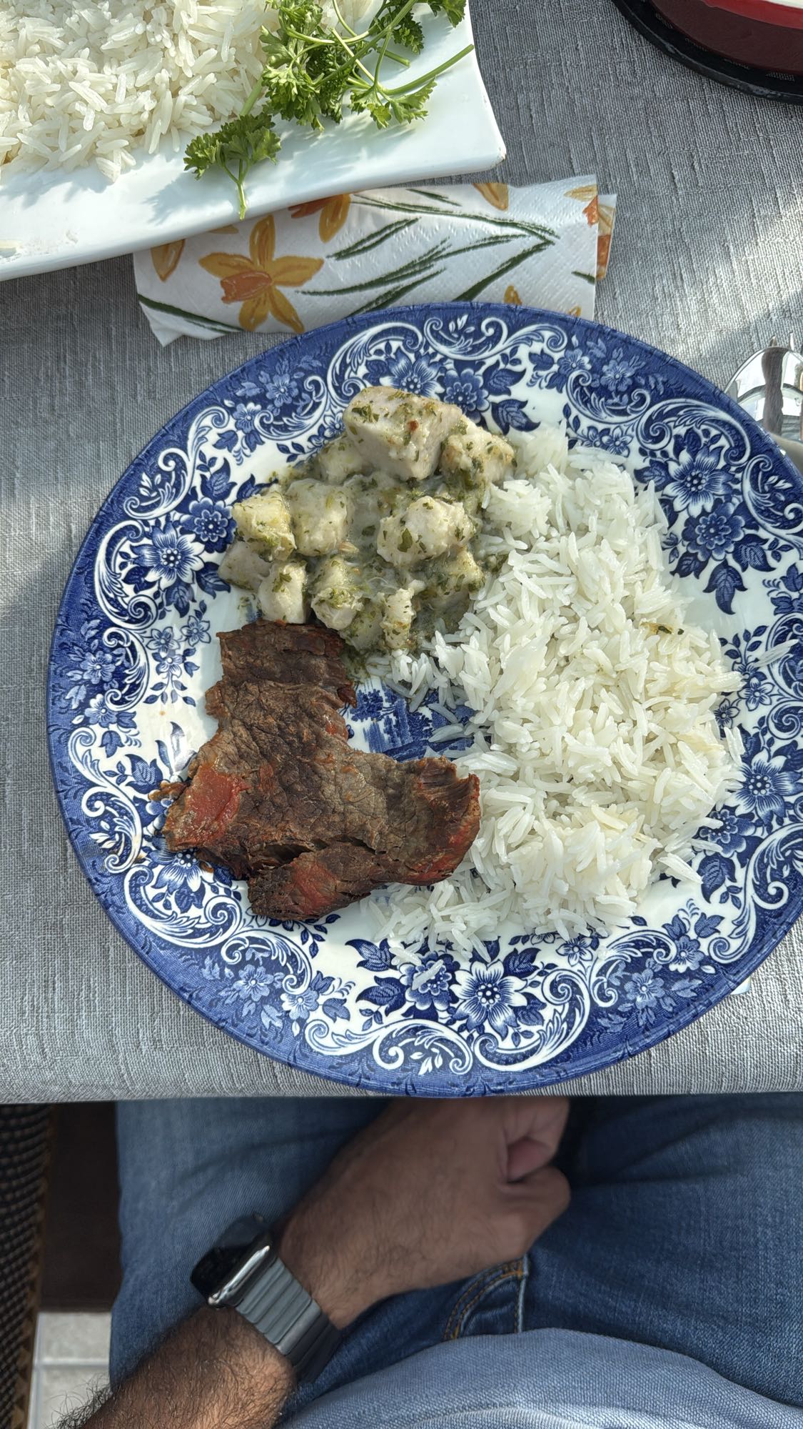 Rice with meat and stew