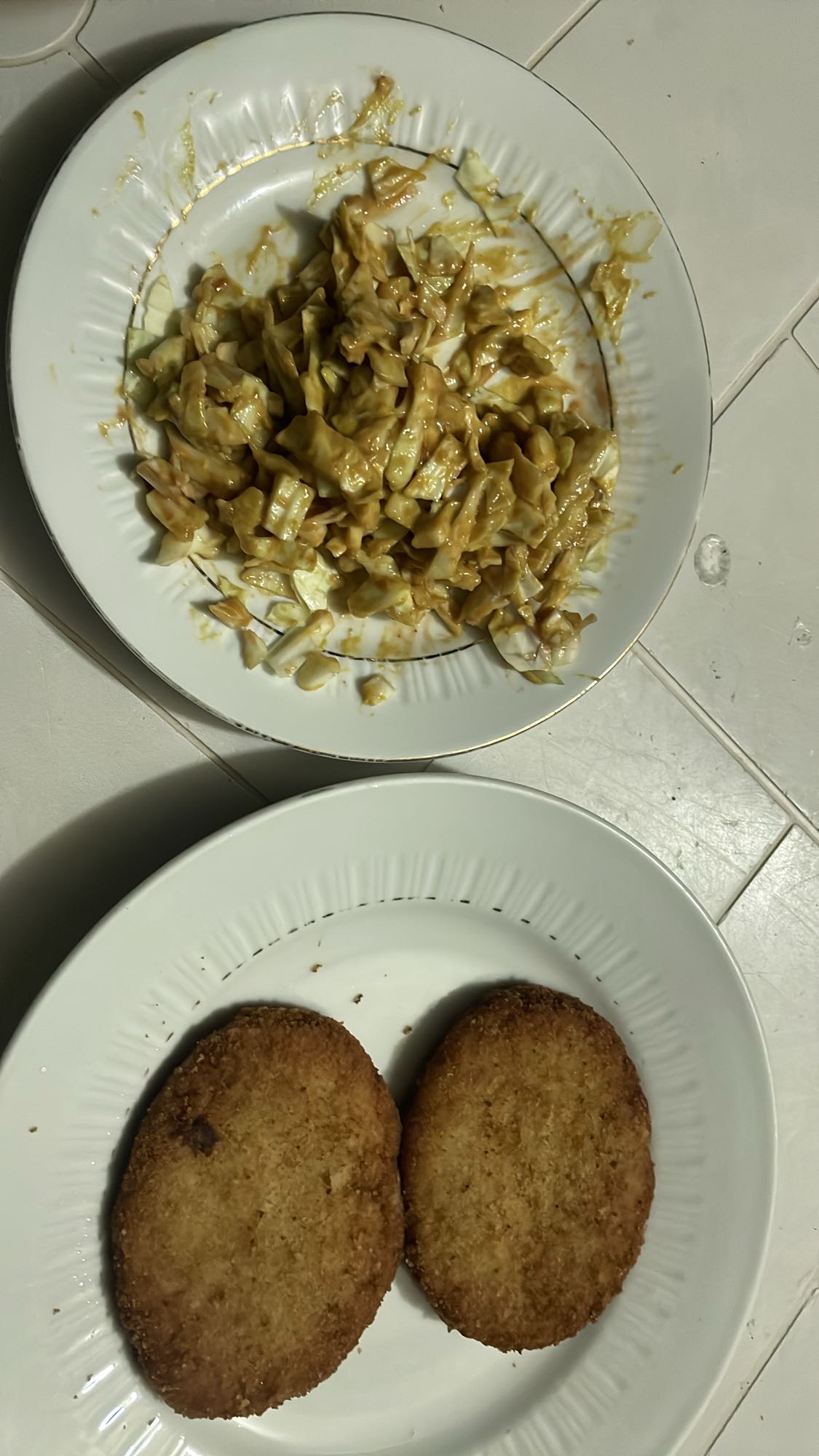Cabbage salad and patties