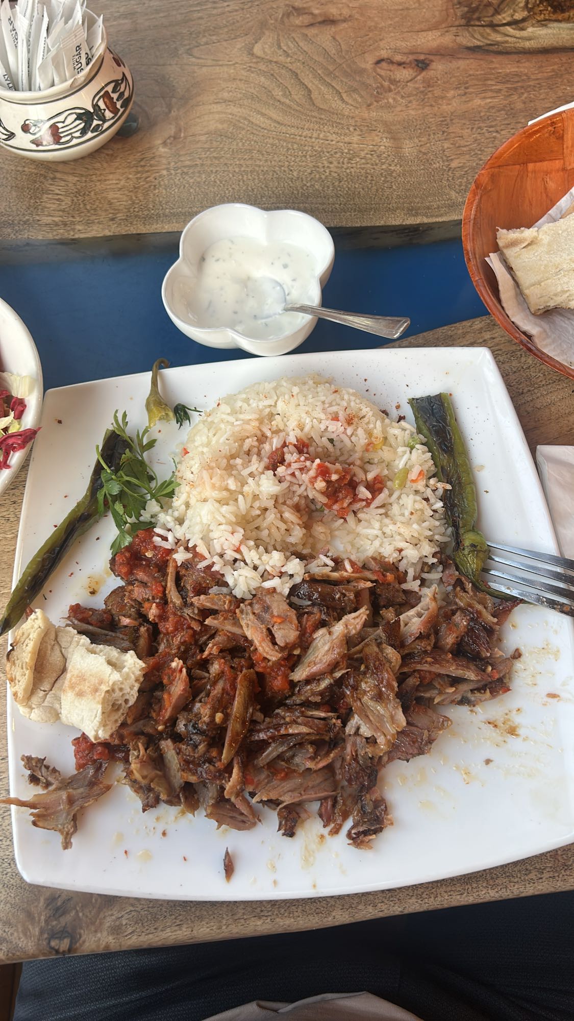 Lamb with rice and sauce