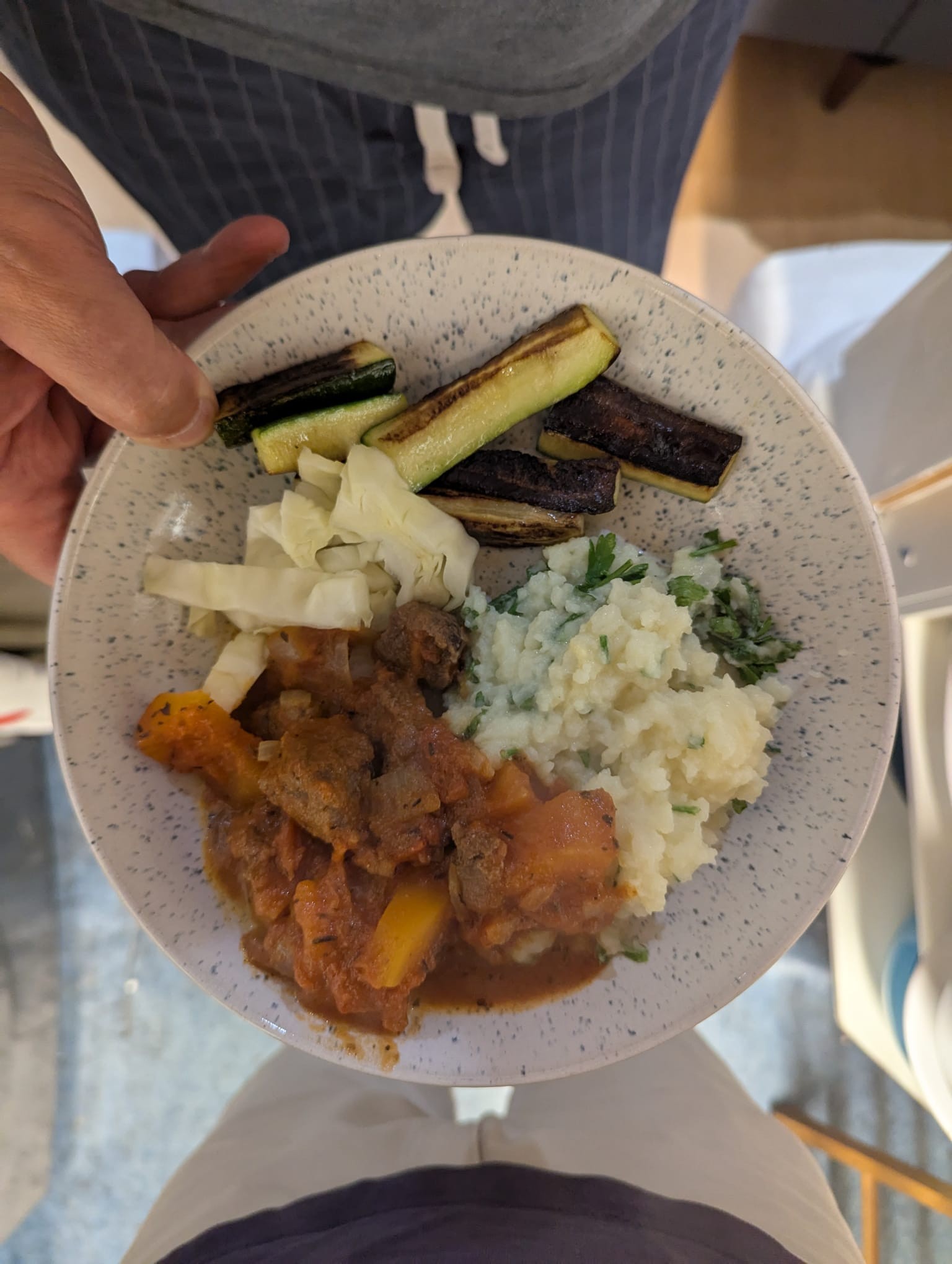 Beef stew with mash and veg
