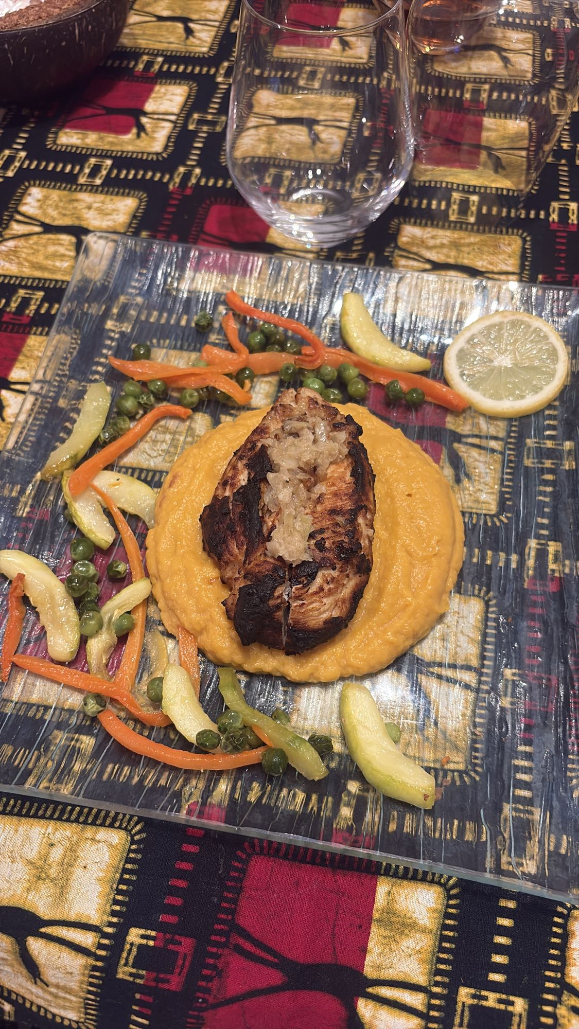 Poulet grillé et purée légumes