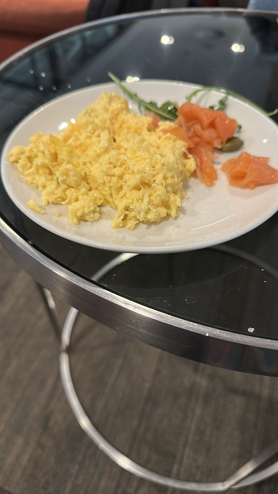 Scrambled eggs with salmon
