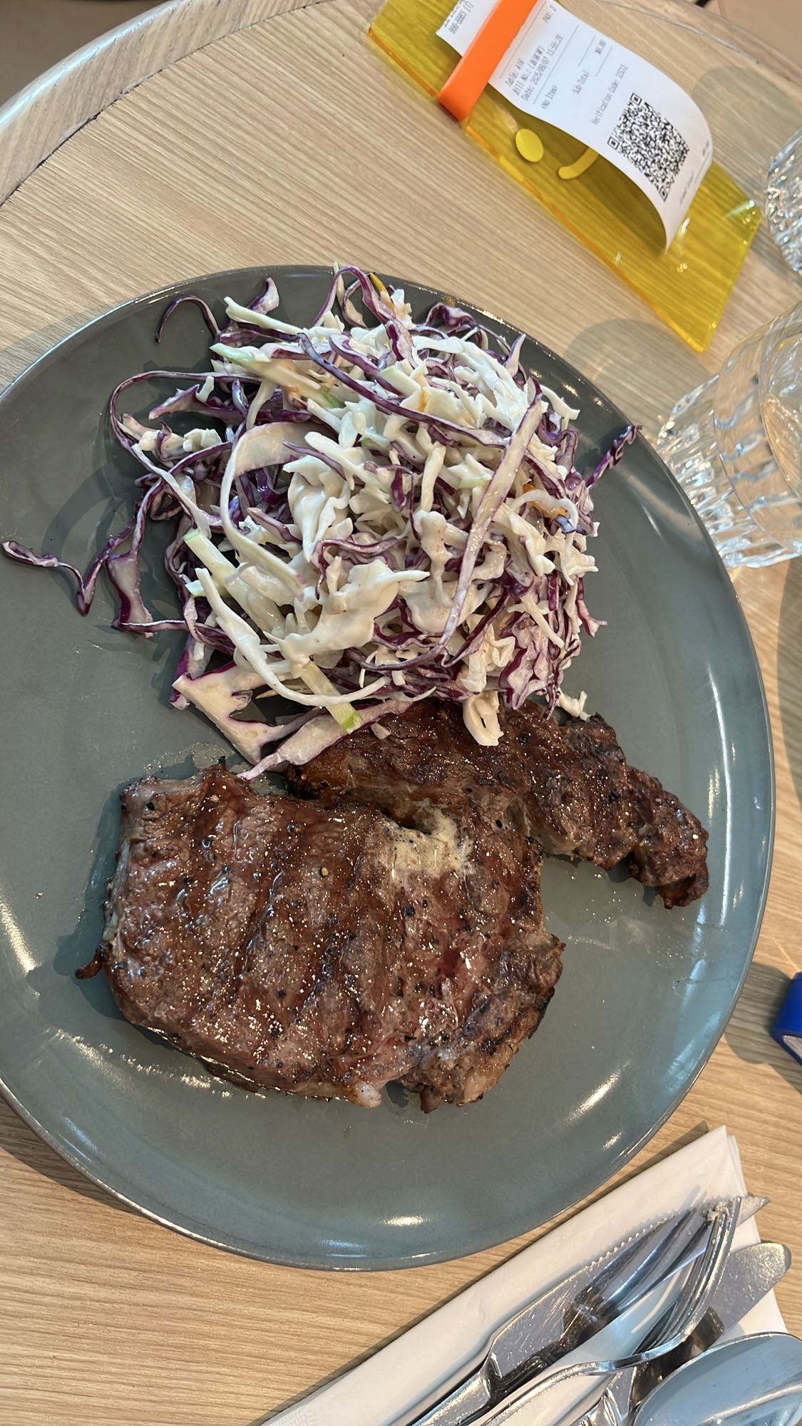 Grilled Steak with Coleslaw