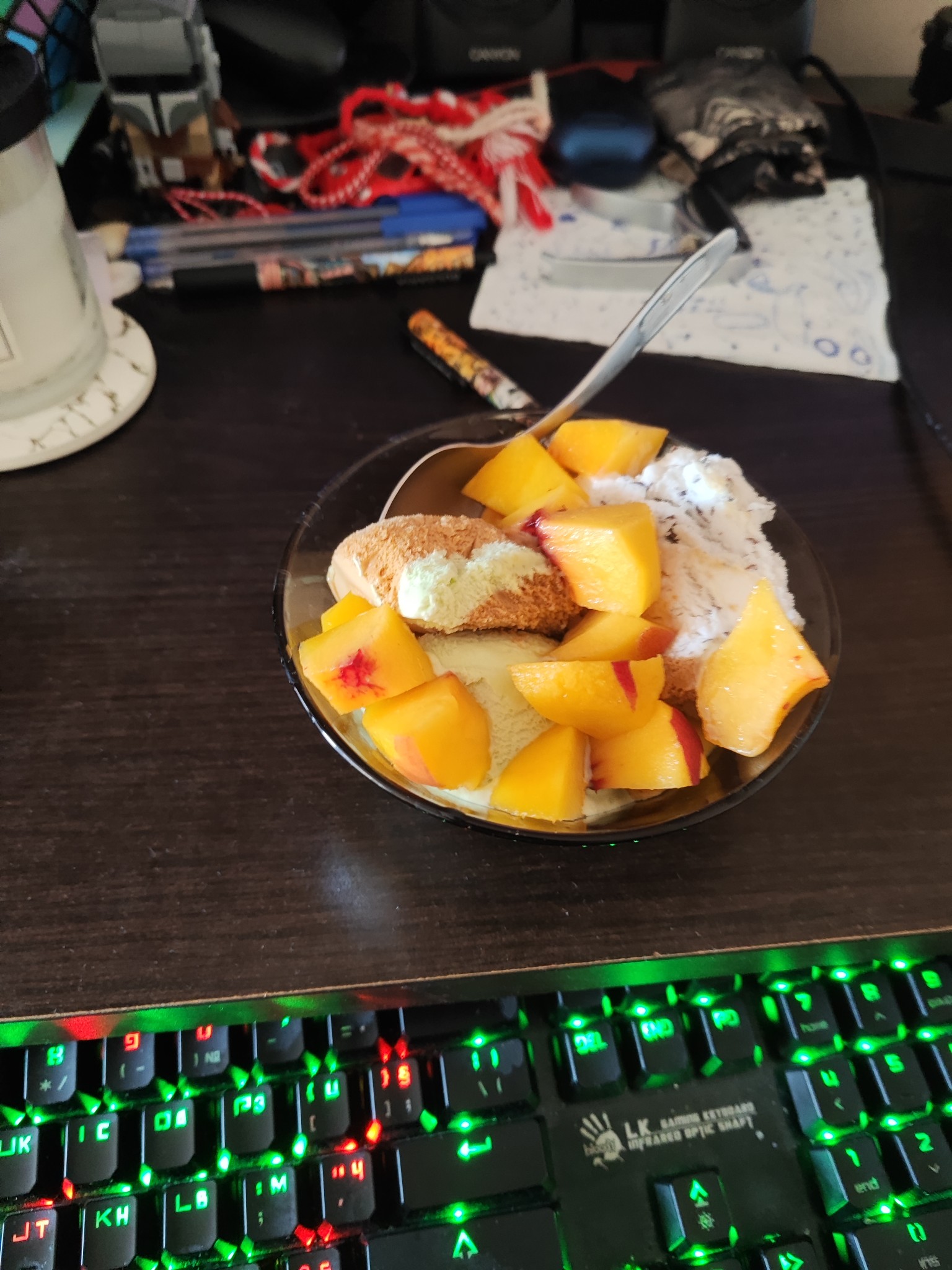 Ice cream with peach