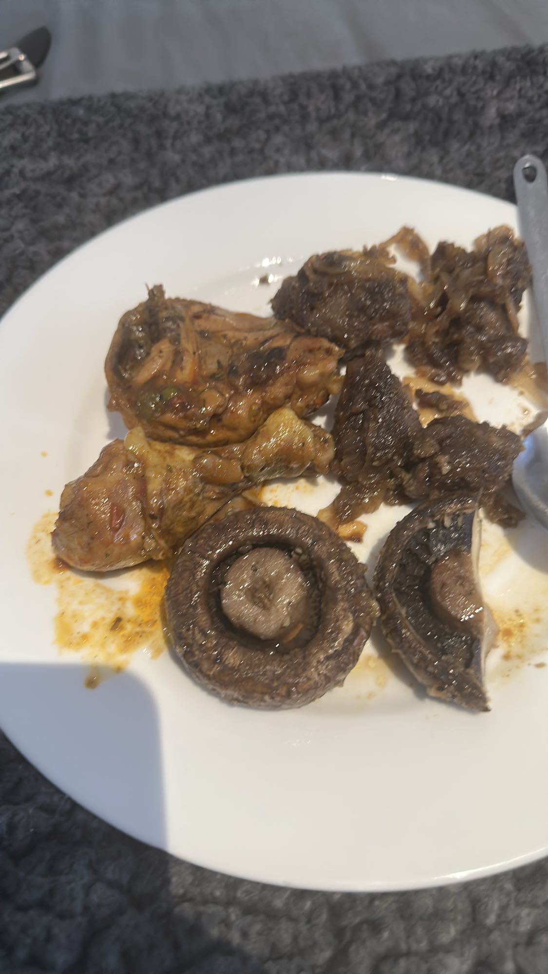 Chicken, beef, mushrooms