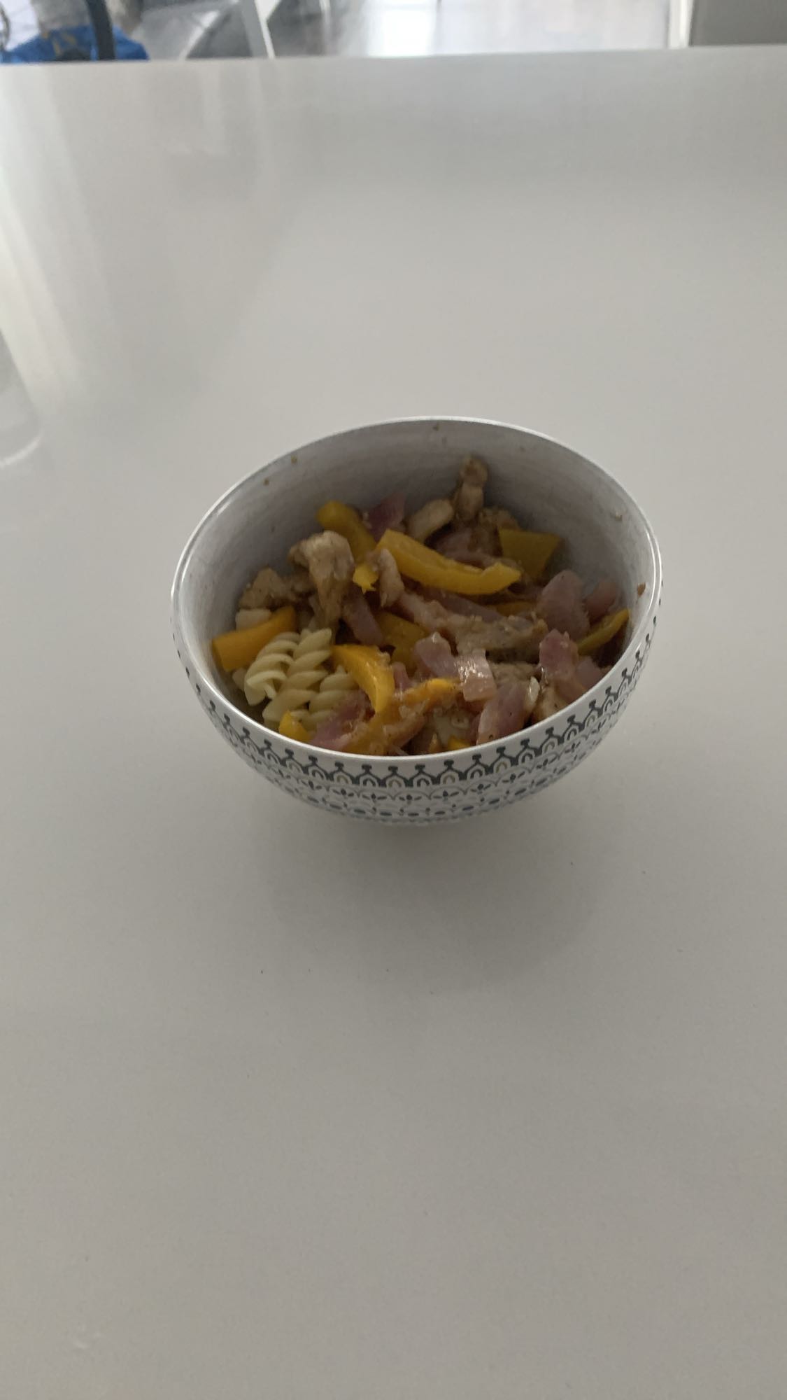 Pâtes poulet poivron bacon