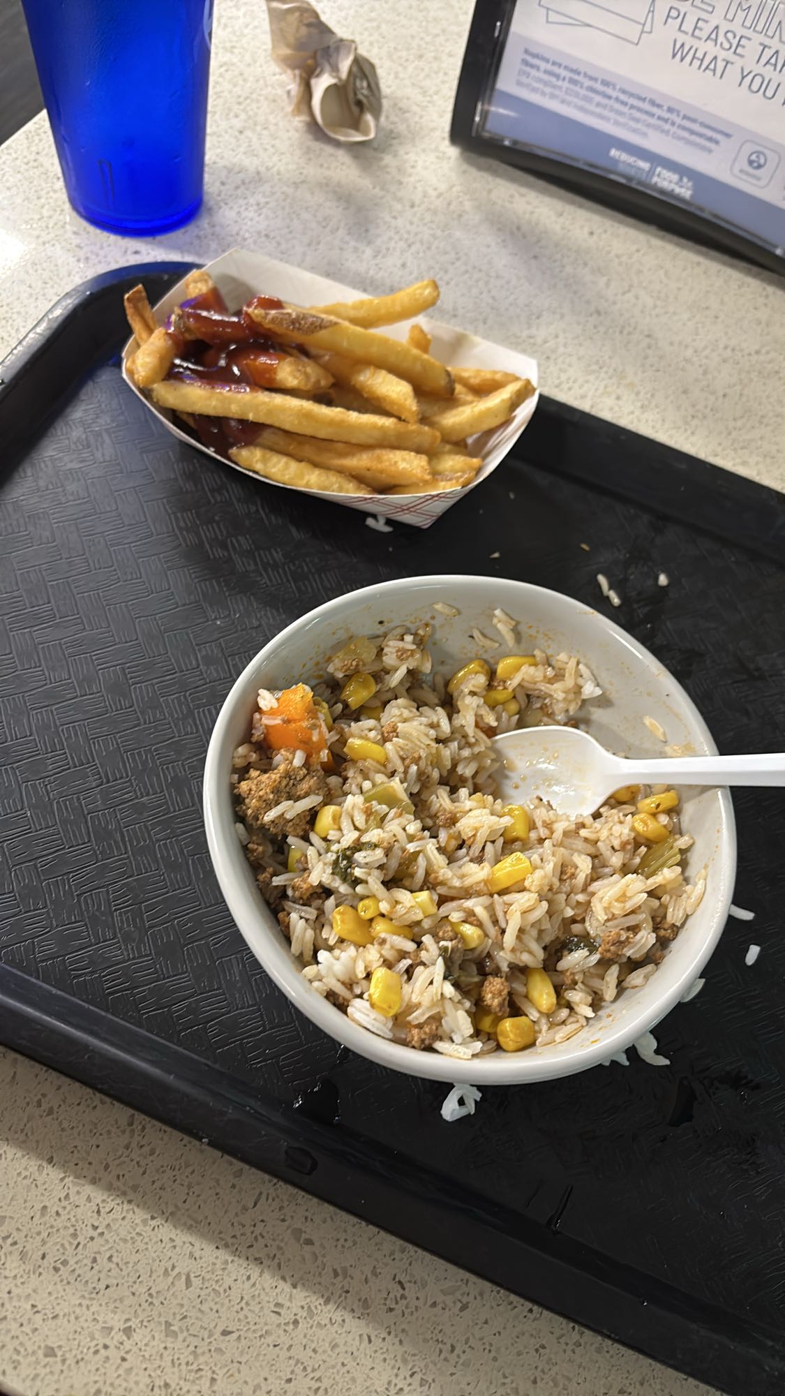 arroz con papas fritas