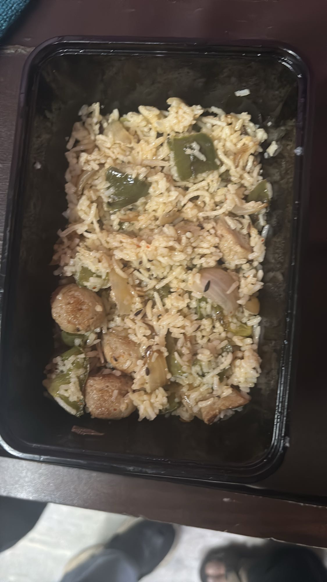 Rice with veggies and meatballs