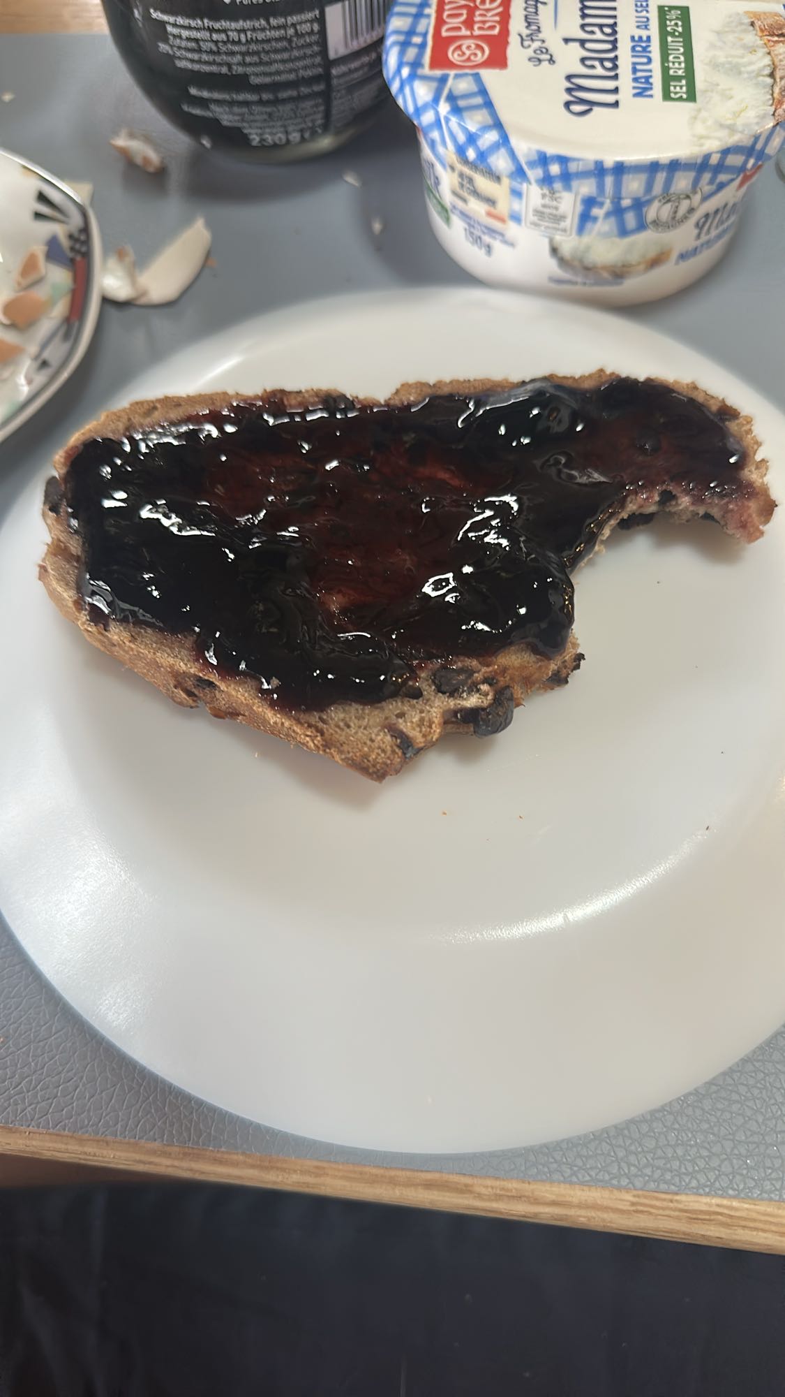 Jam on whole grain bread