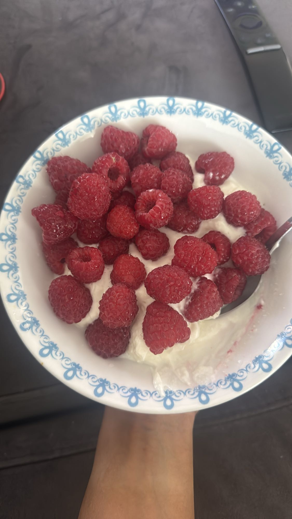 Greek yogurt with raspberries