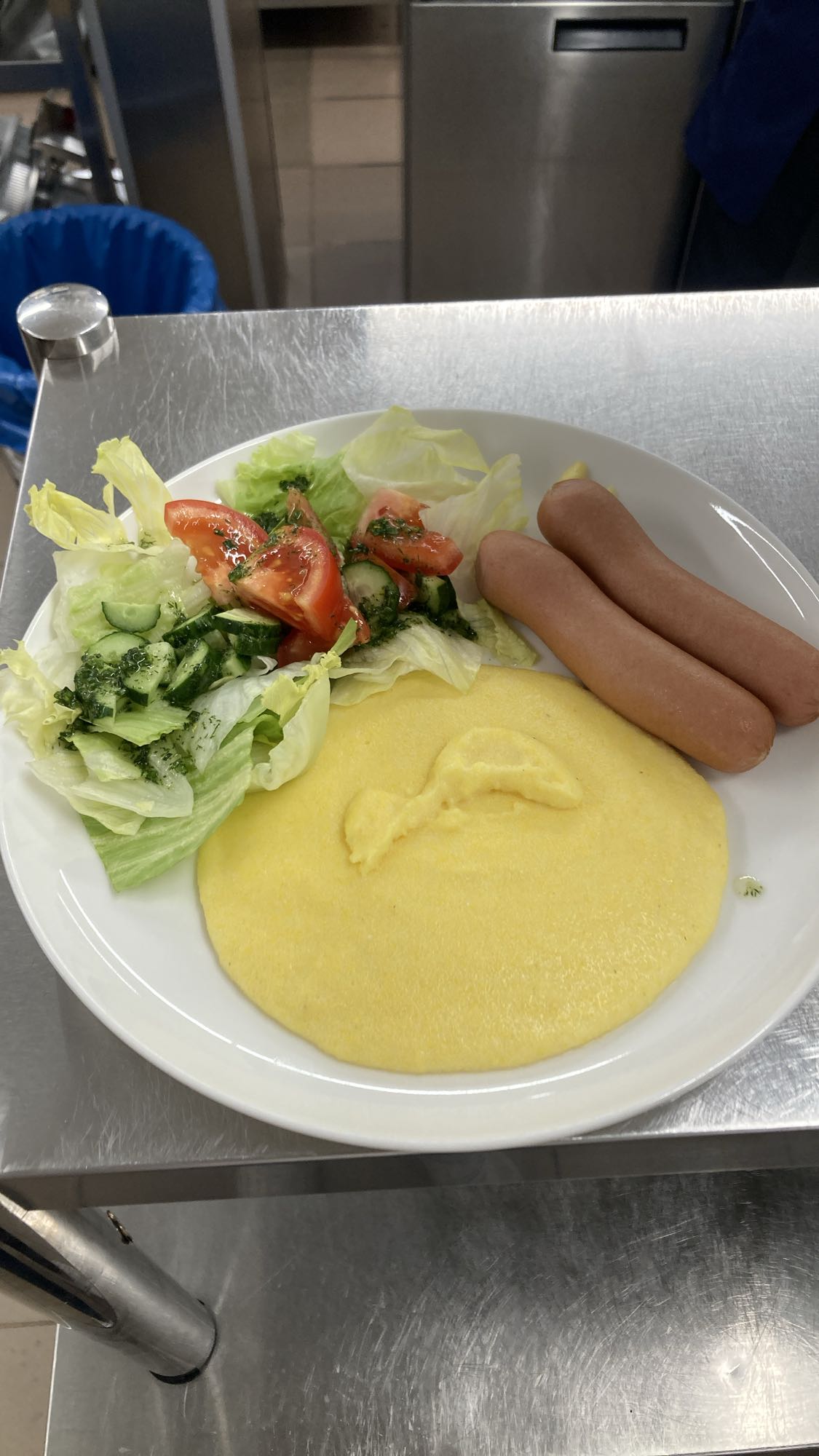 Polenta, Sausages & Salad