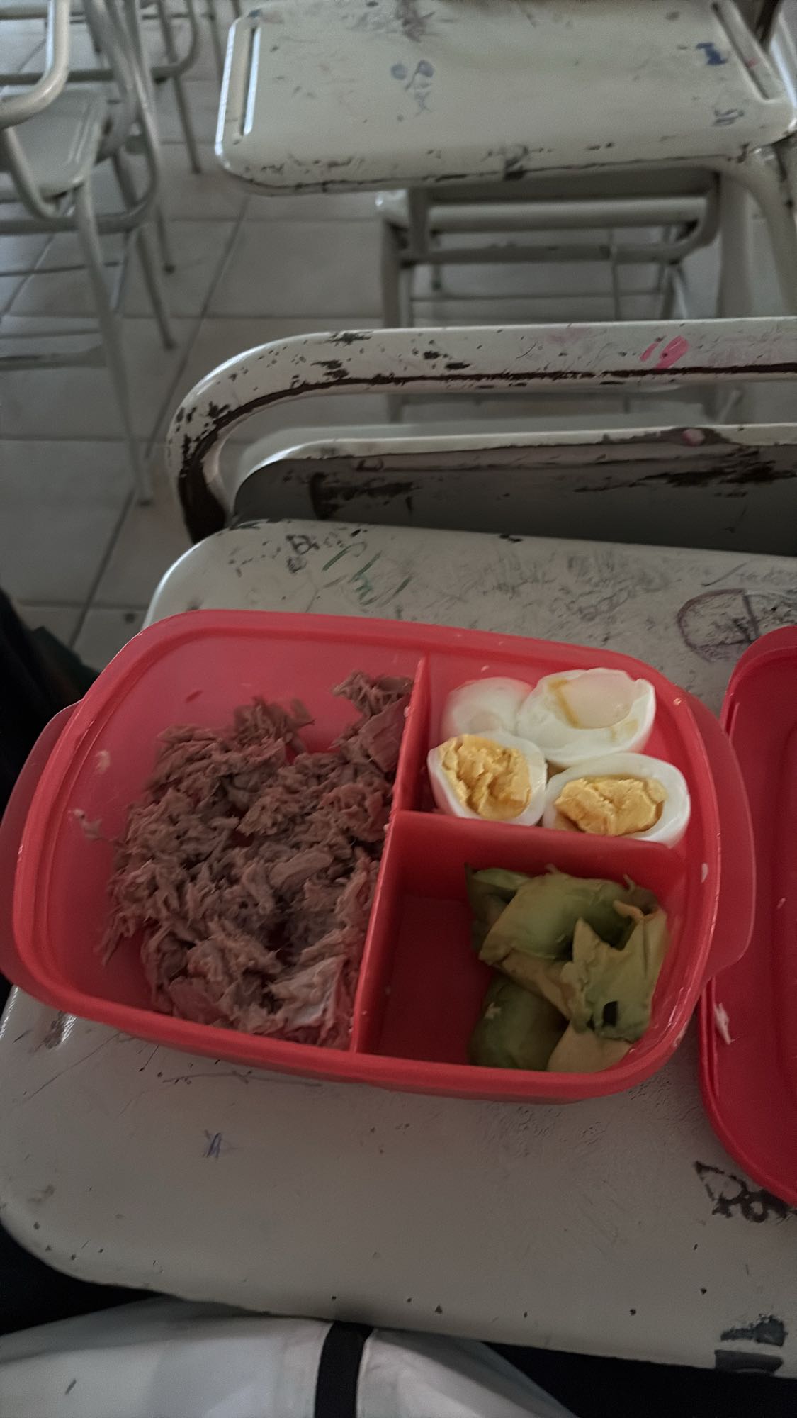 Lonchera de atún, huevo y aguacate