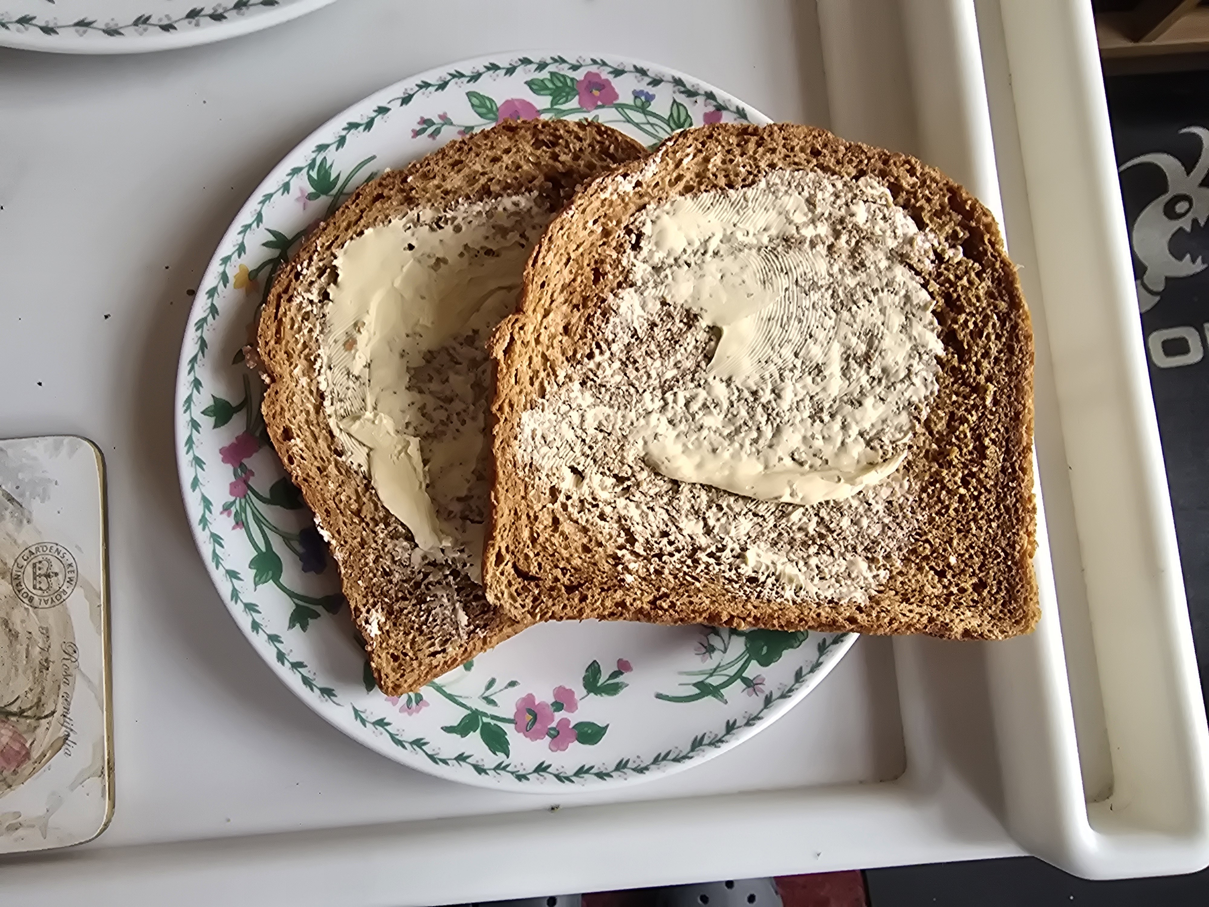 Butter on whole wheat toast