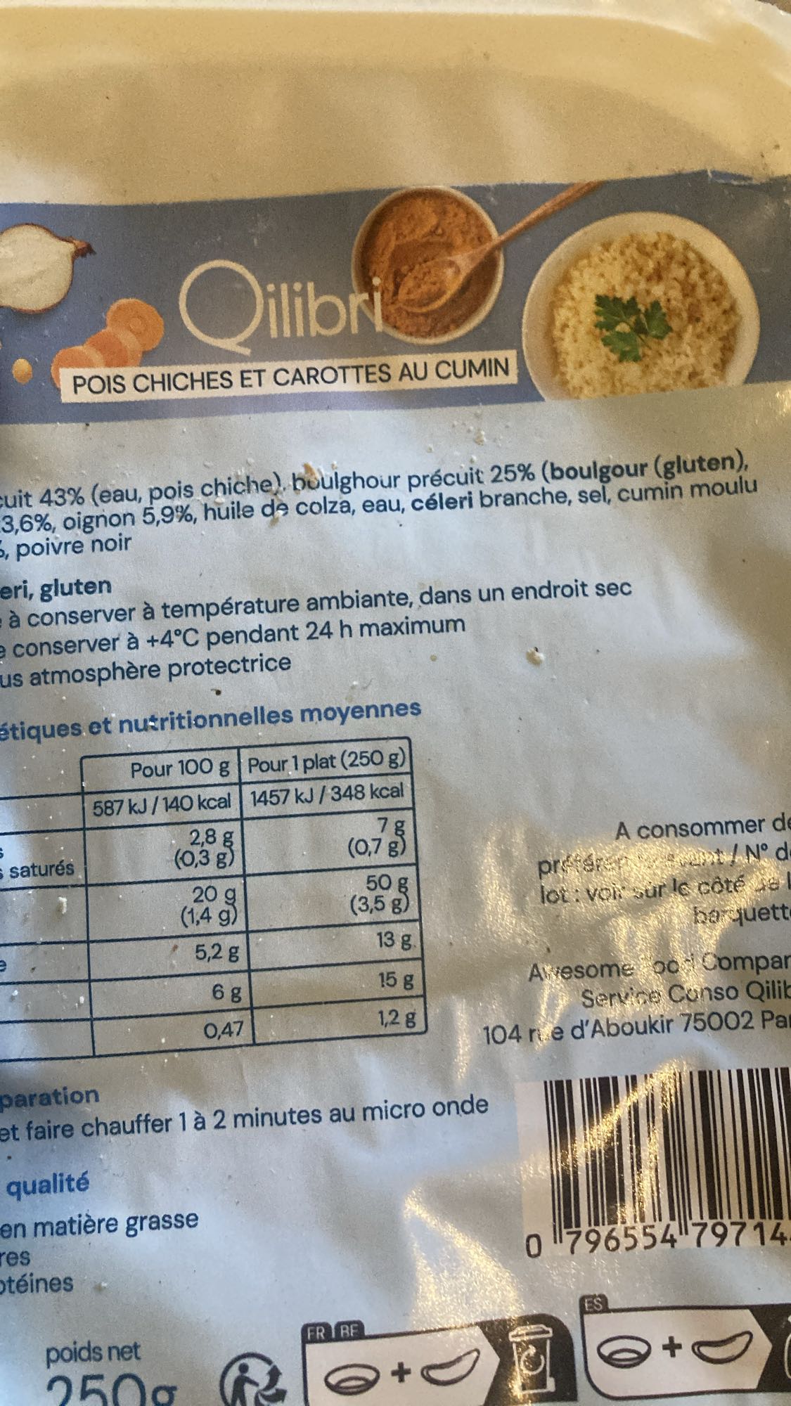 Pois chiches carottes cumin