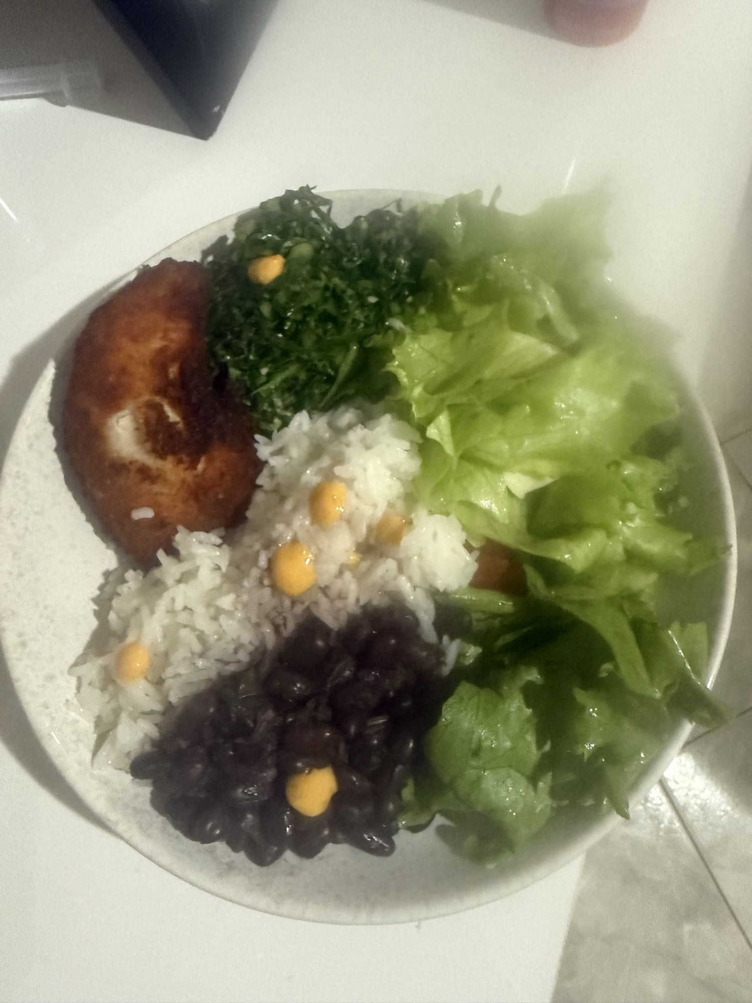 Arroz, feijão e frango