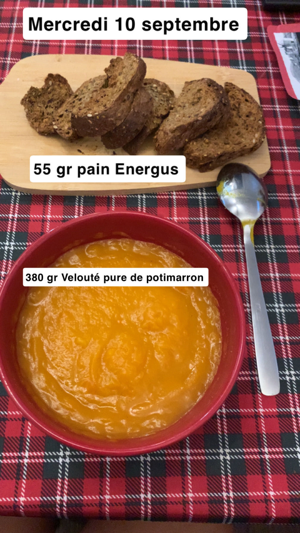 Soupe potimarron et pain