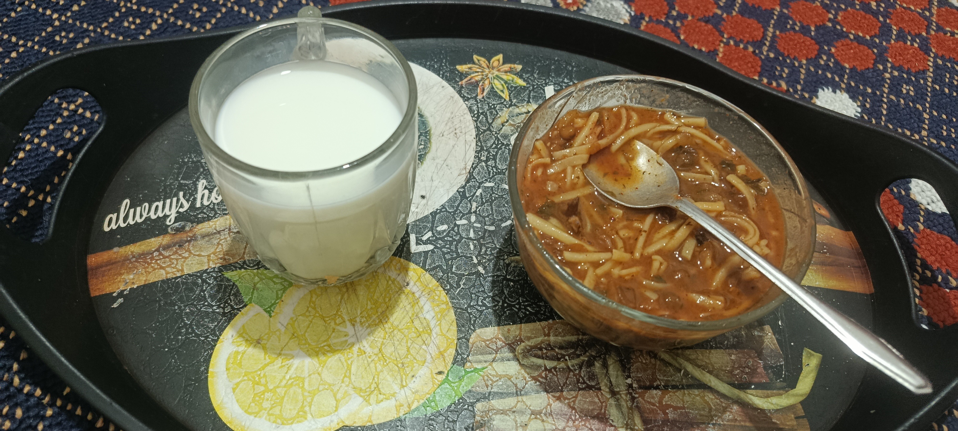 Milk and noodle soup