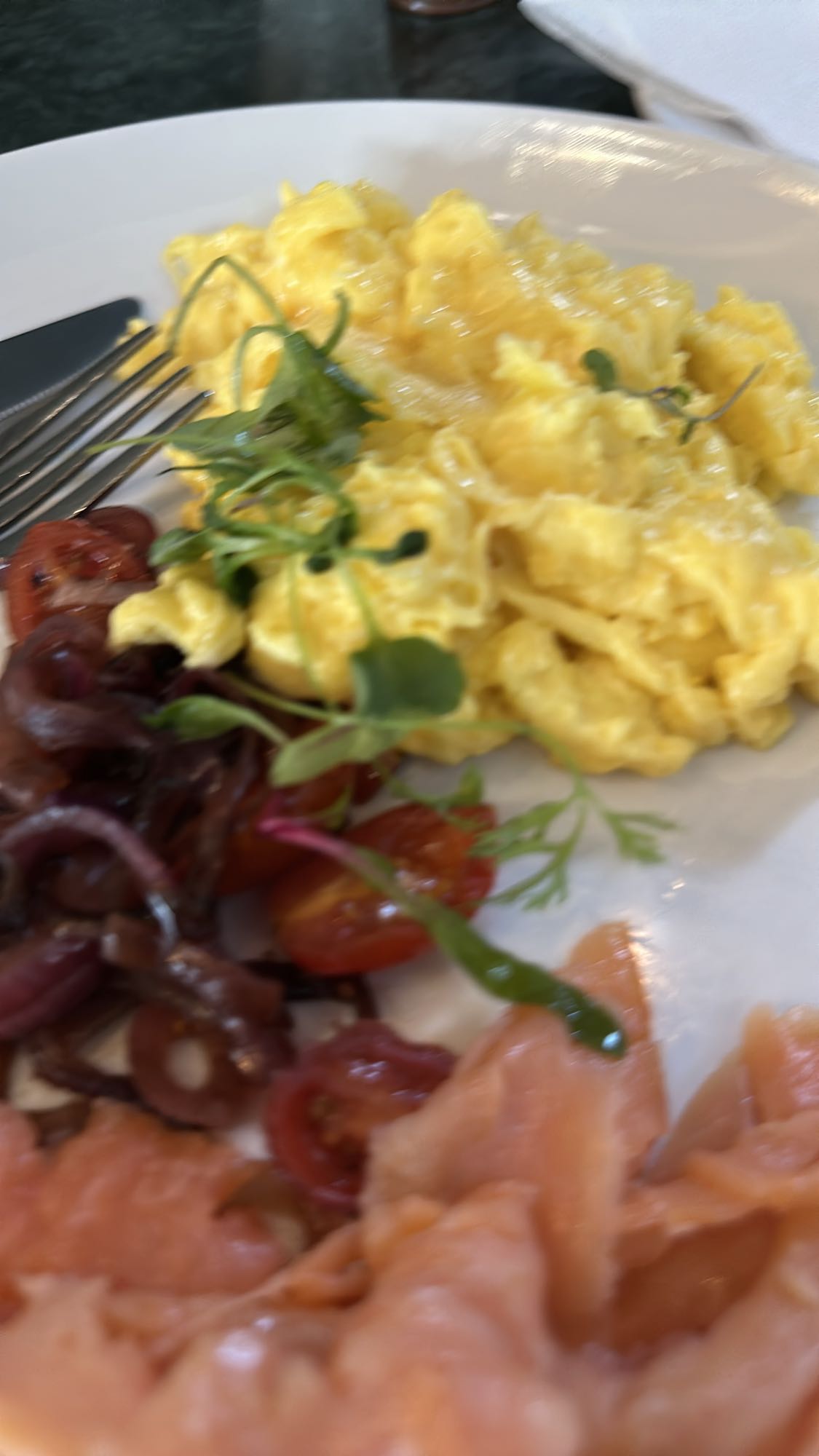 Eggs with salmon & veggies