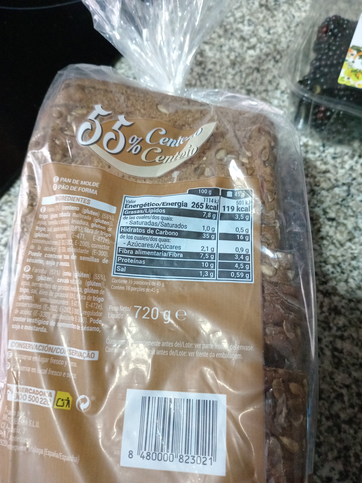 Pan de centeno 55%