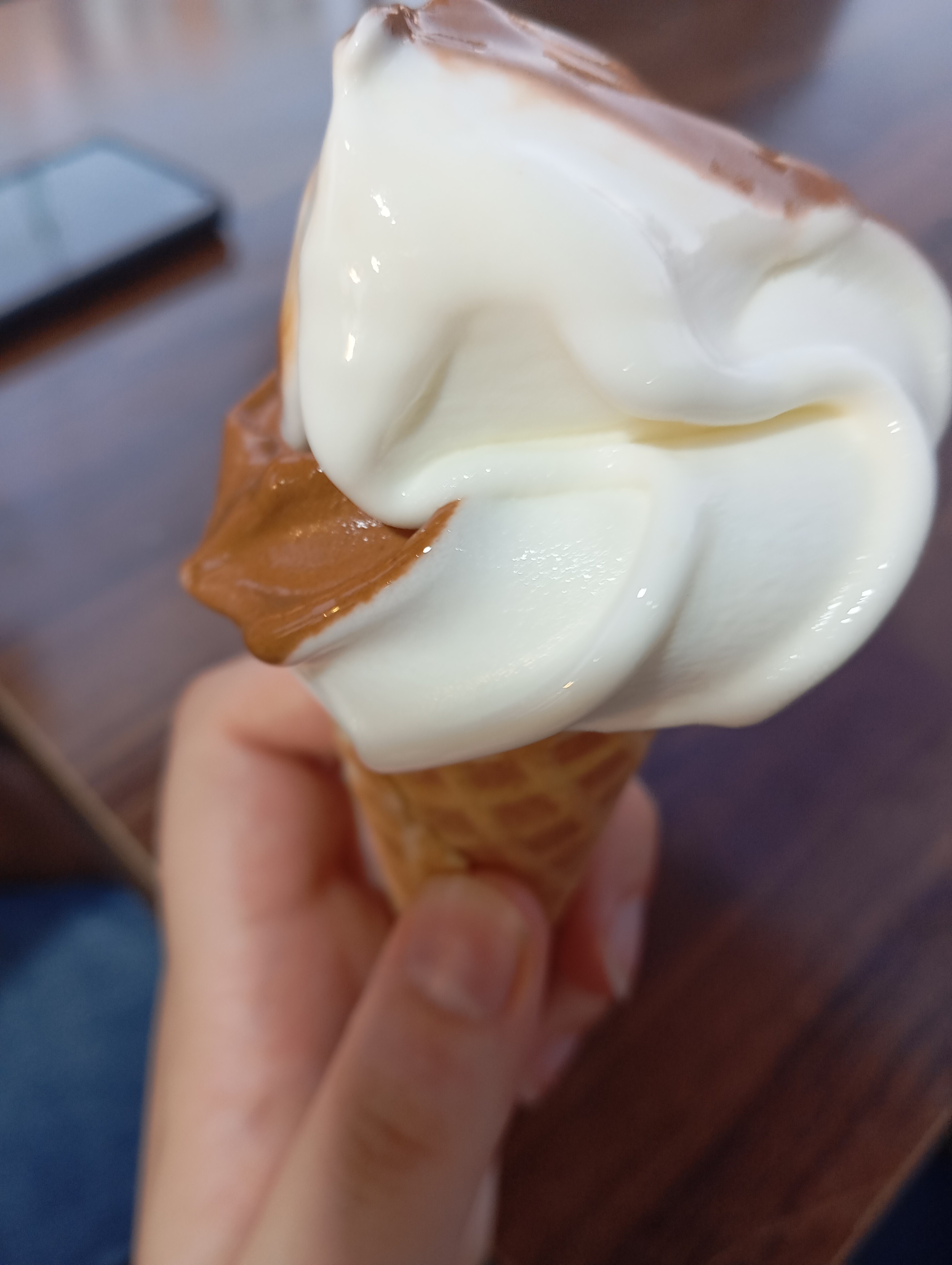 Vanilla chocolate ice cream cone