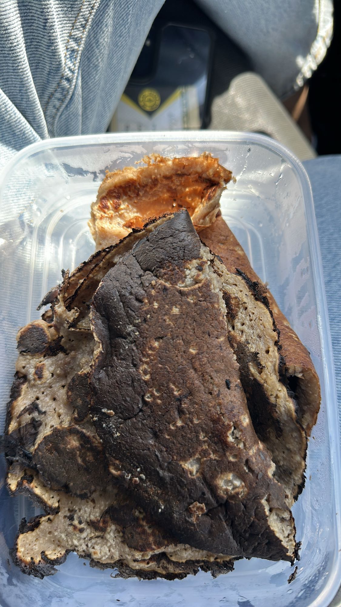 Burnt protein pancakes