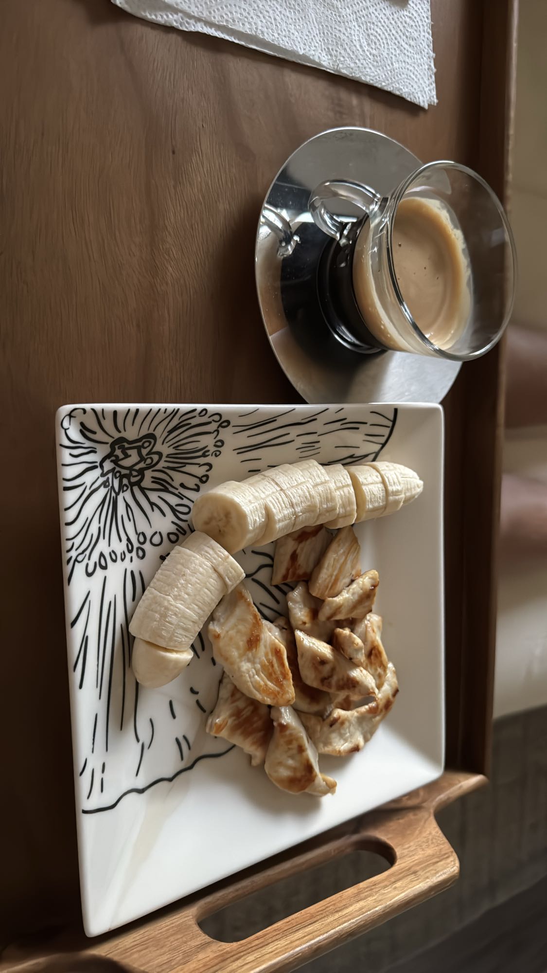 Pollo, plátano y café