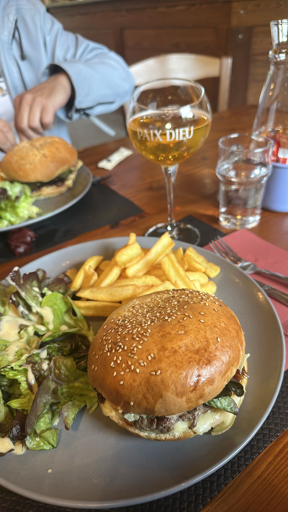 Burger with fries & salad