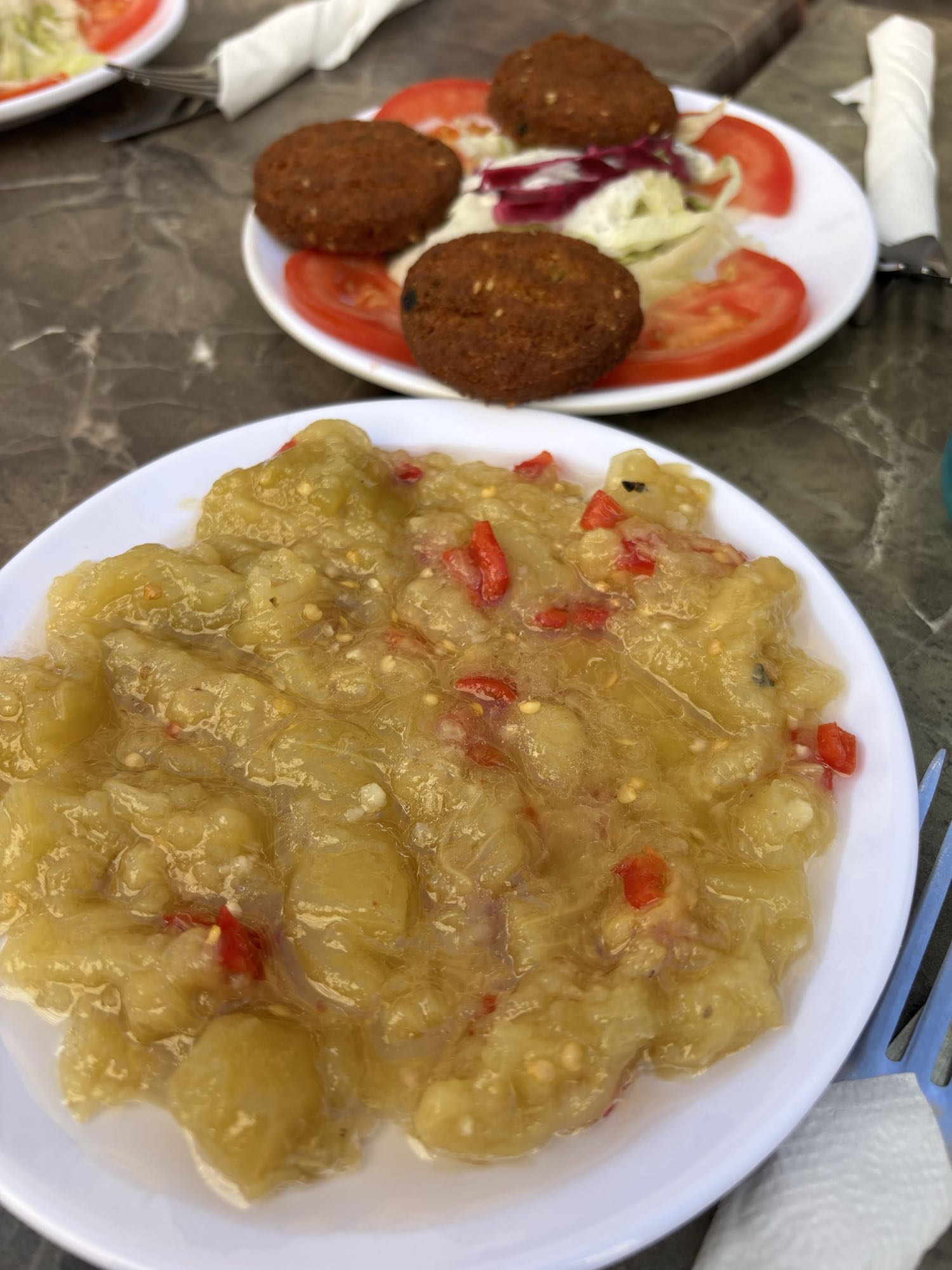 Aubergines et falafels