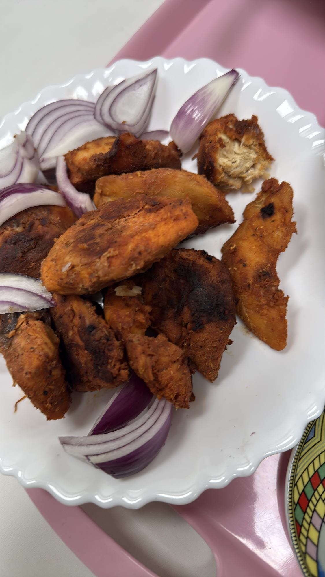 Stekt kylling og løk