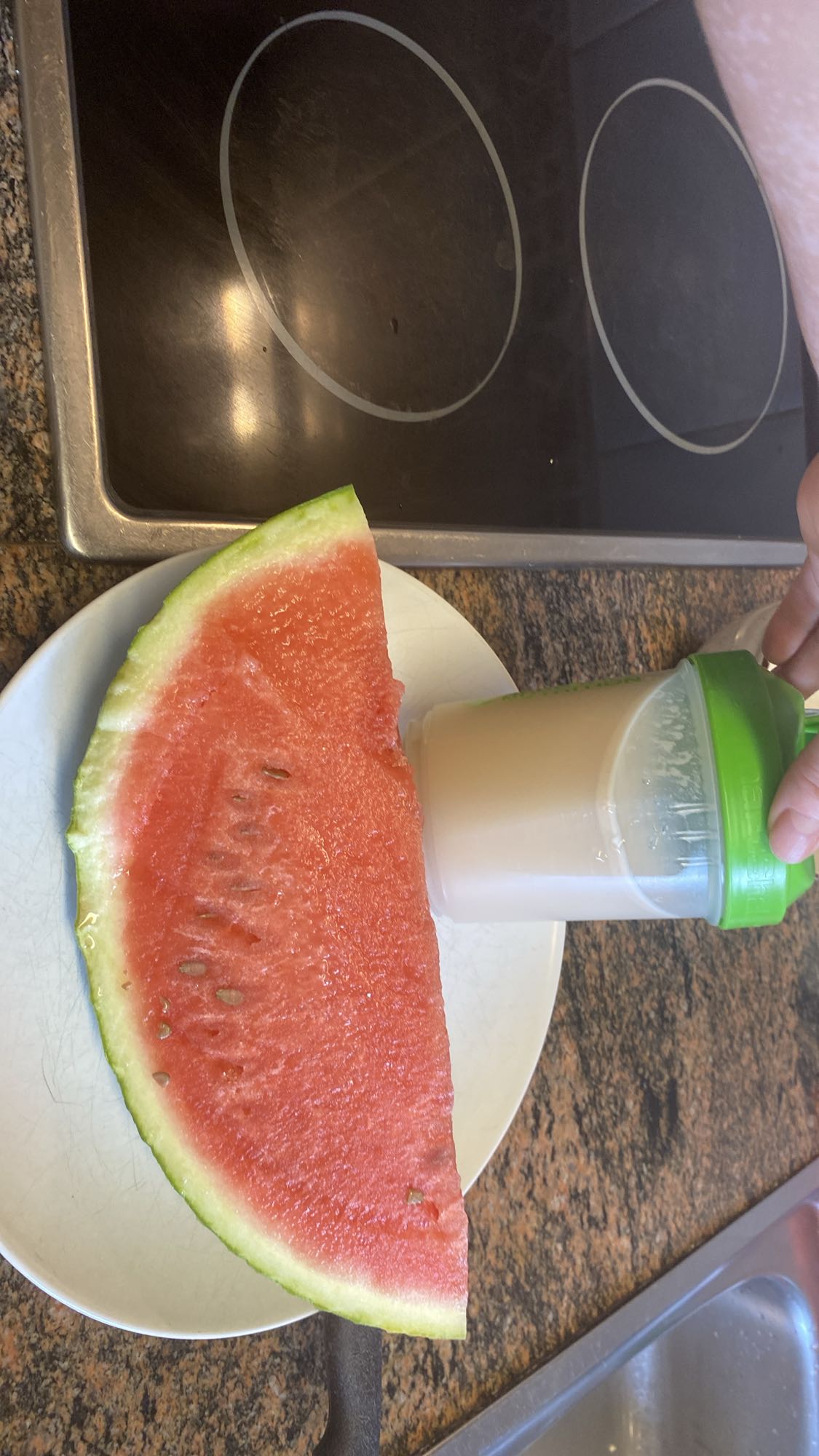 sandía y batido proteico