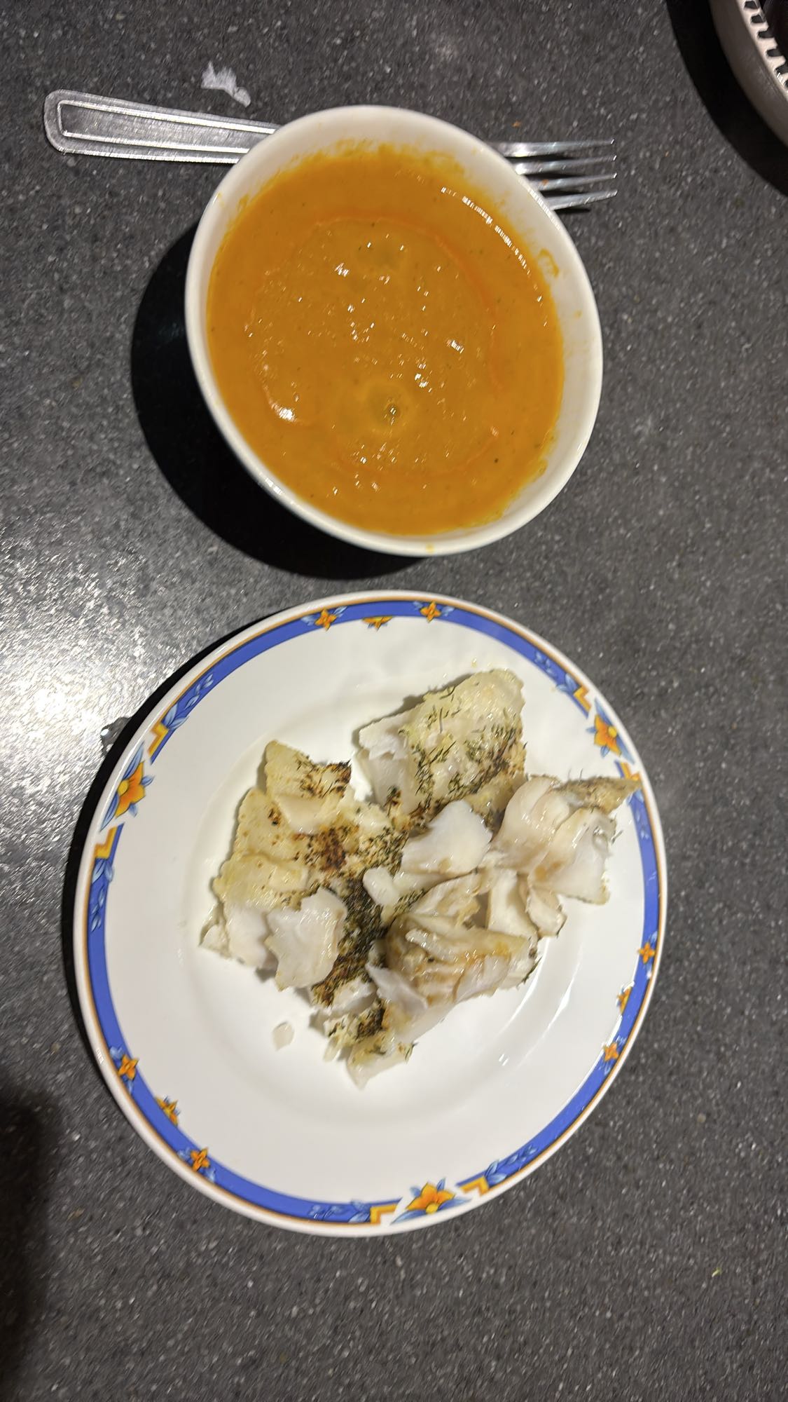 Soupe et cabillaud