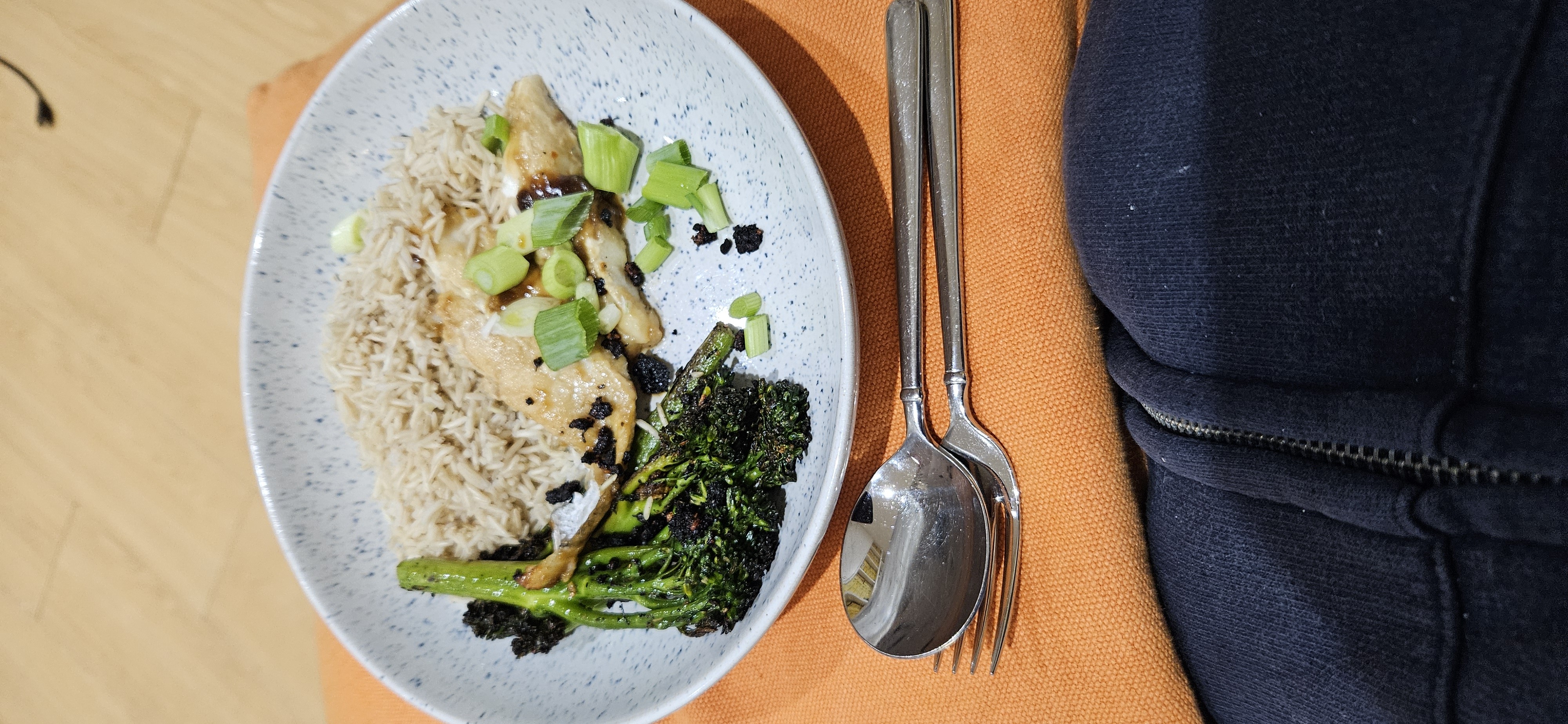 Chicken rice with broccolini