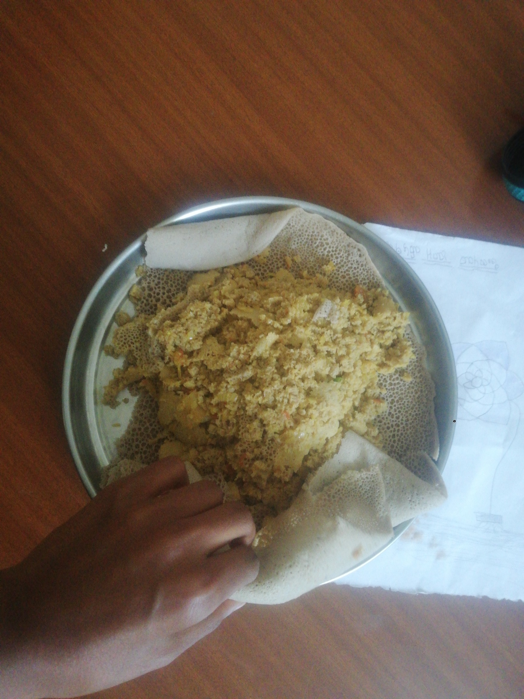 Injera with scrambled egg