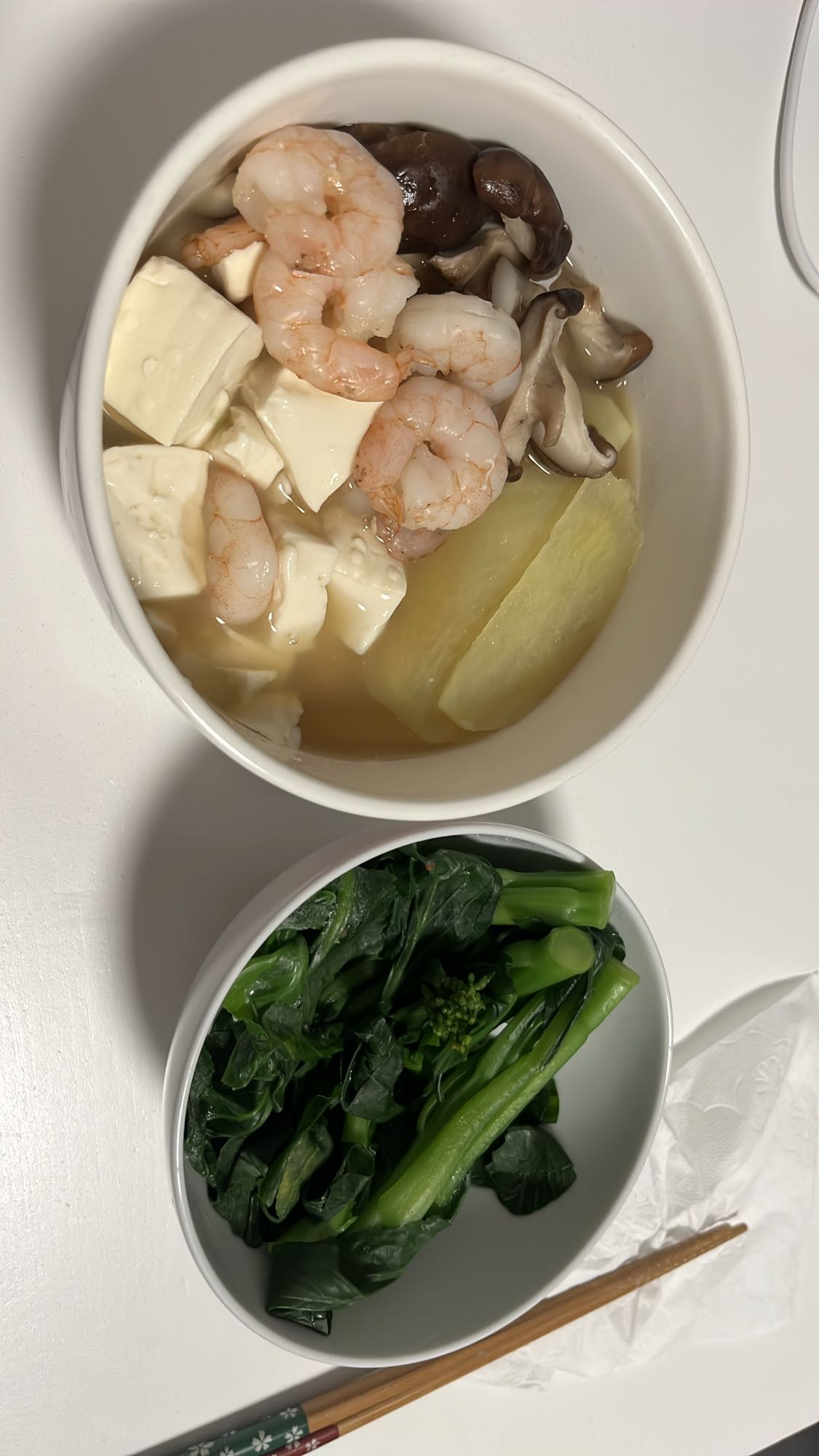 Shrimp tofu veggie soup