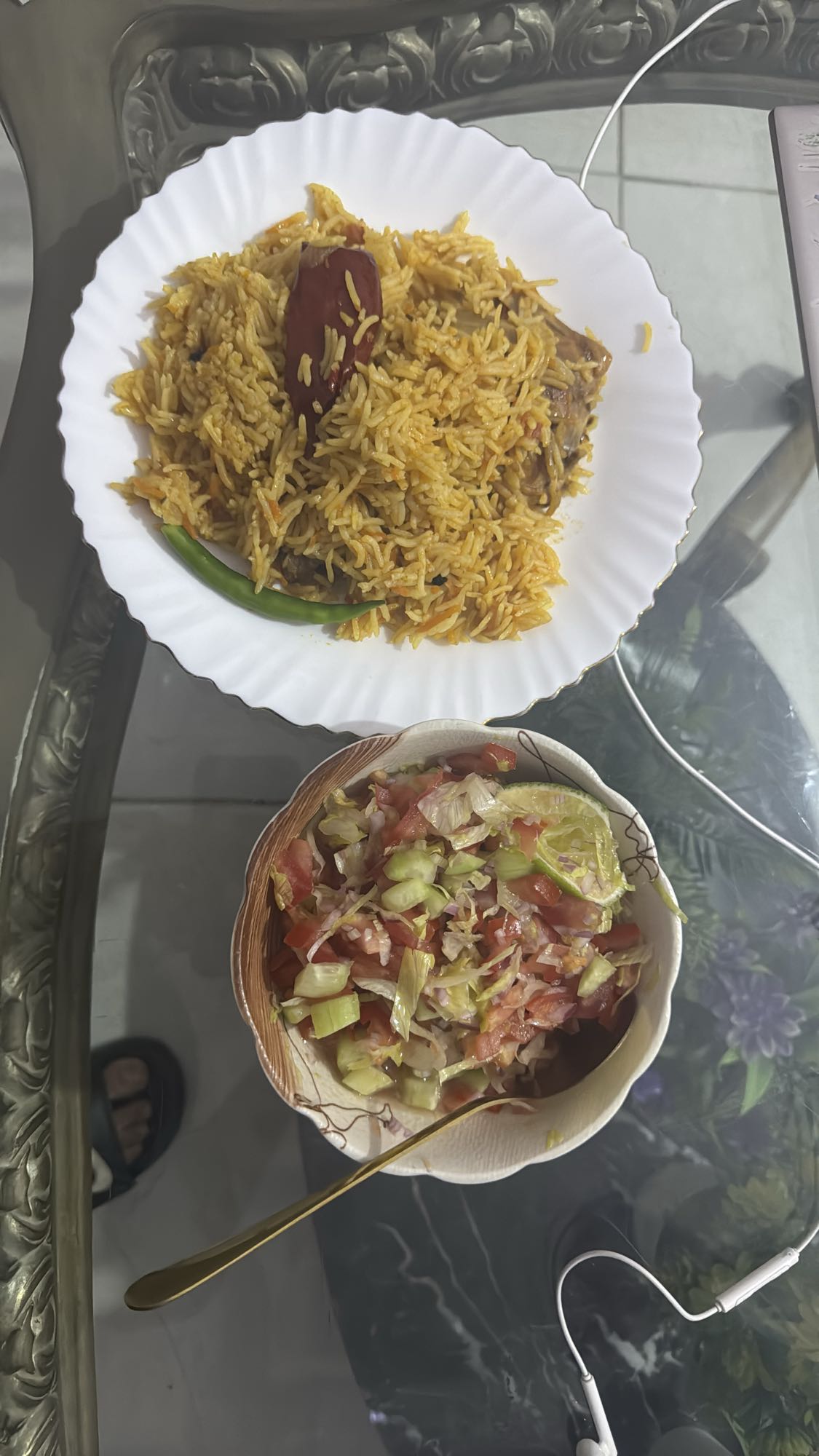 Biryani with salad
