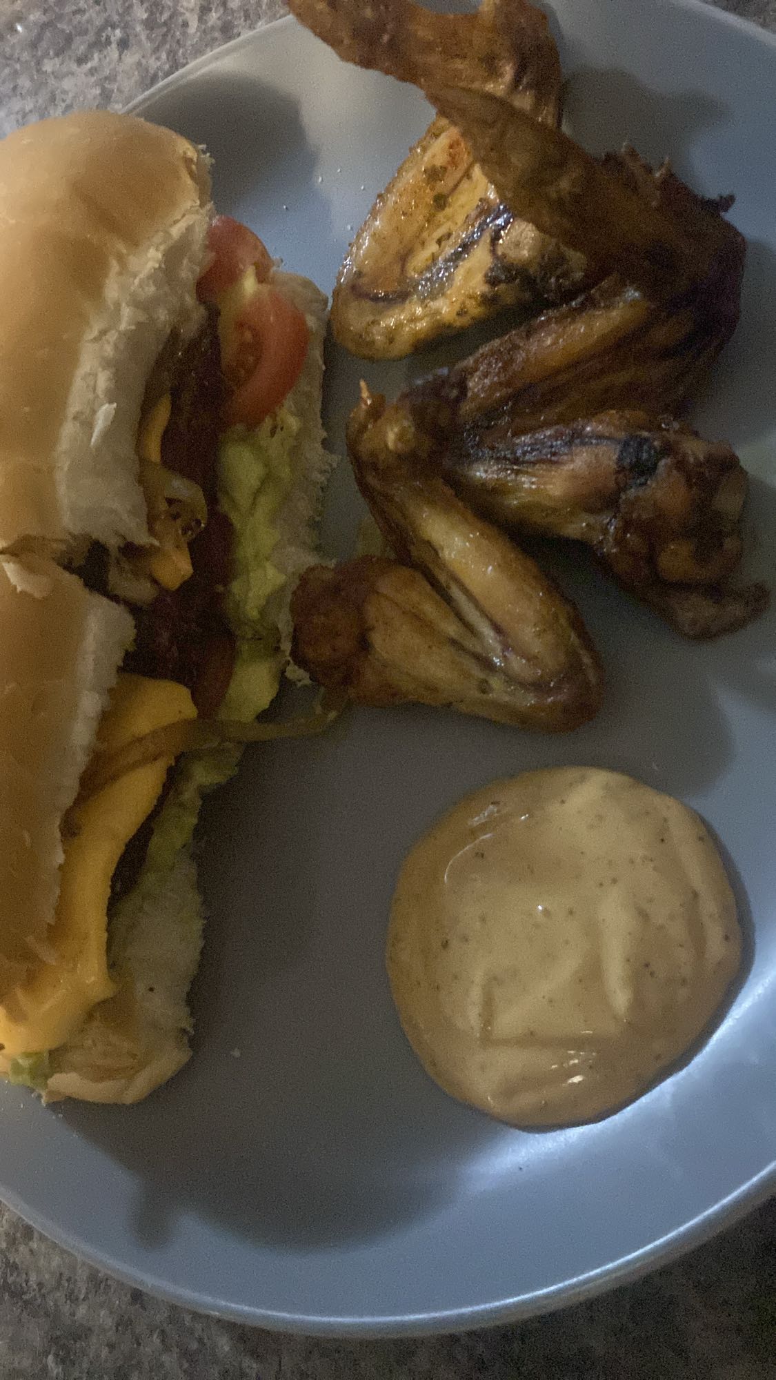 Chicken wings & burger plate