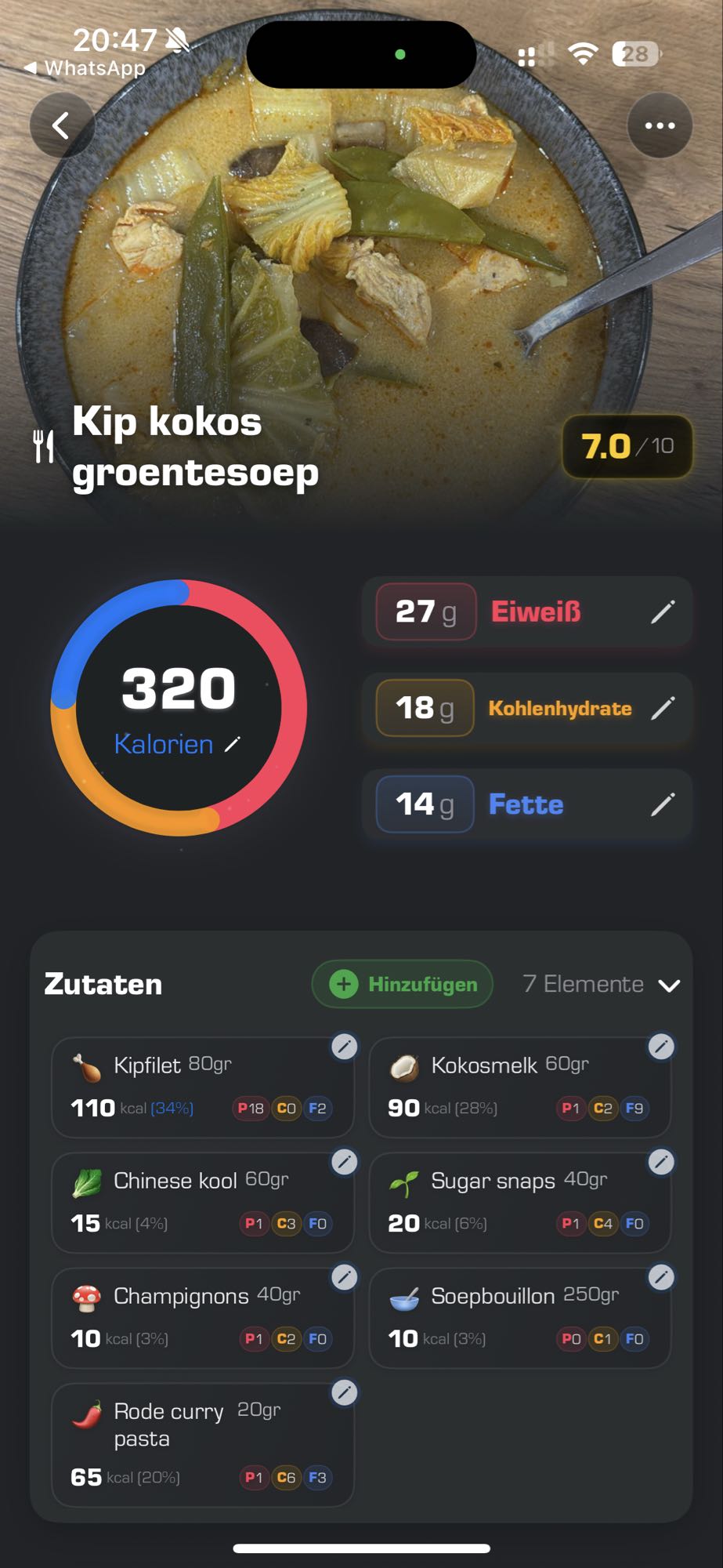 Kip kokos groentesoep