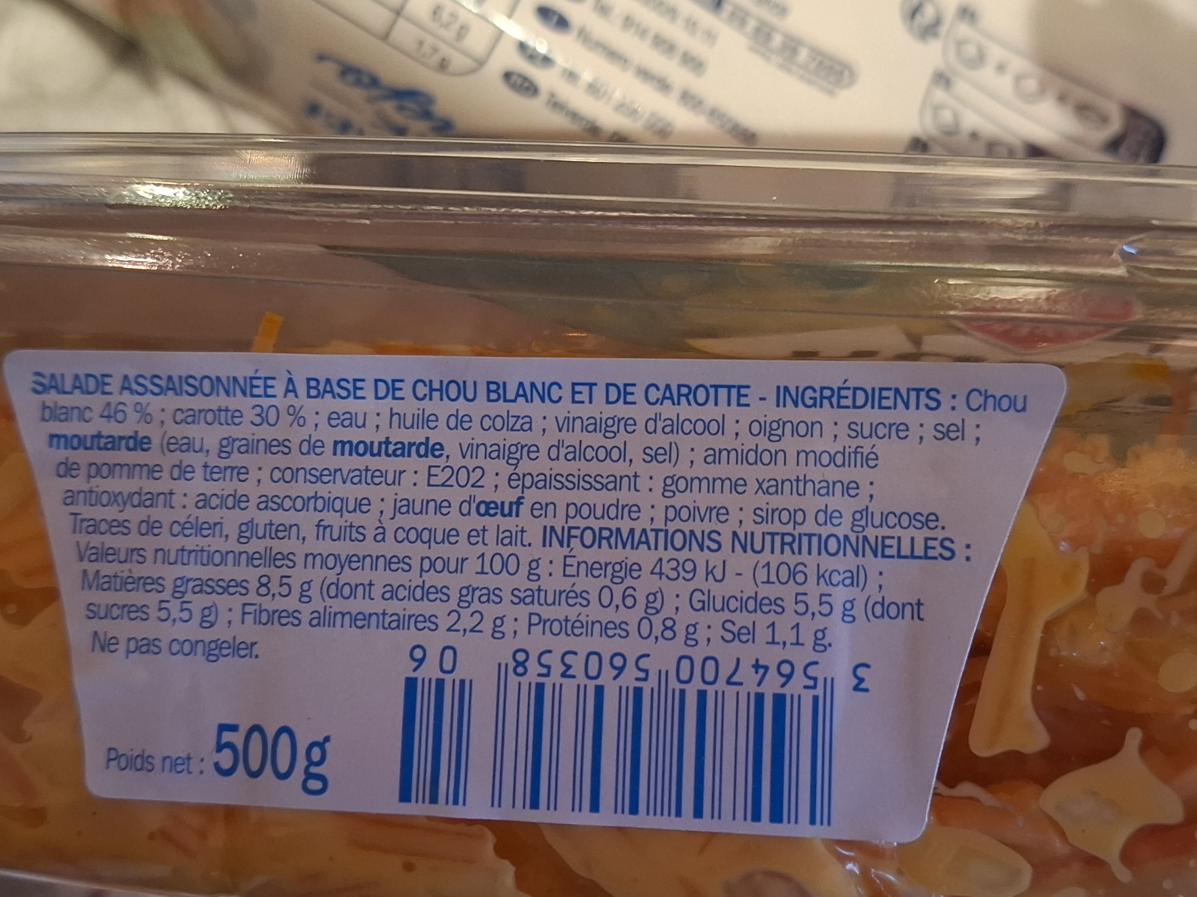 Salade chou carotte assaisonnée