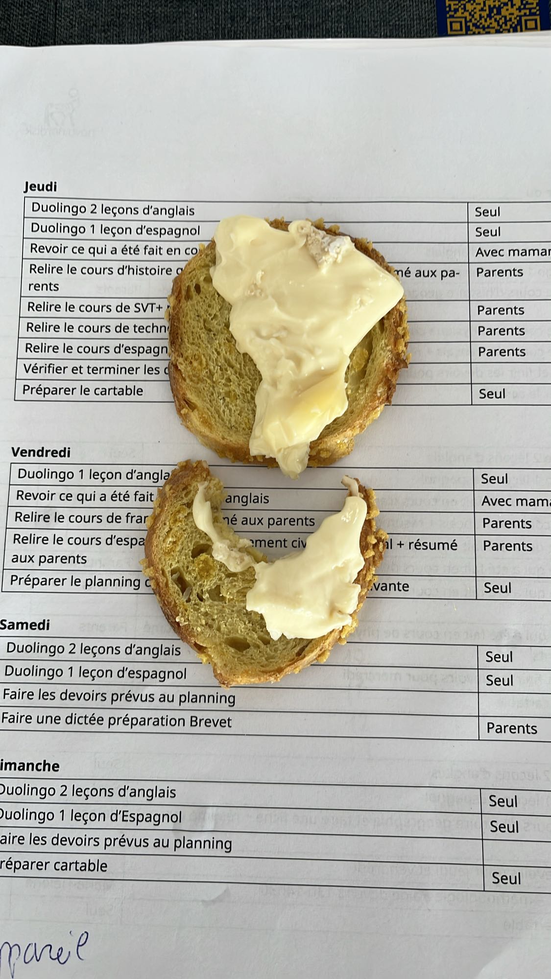 Pain au maïs et brie