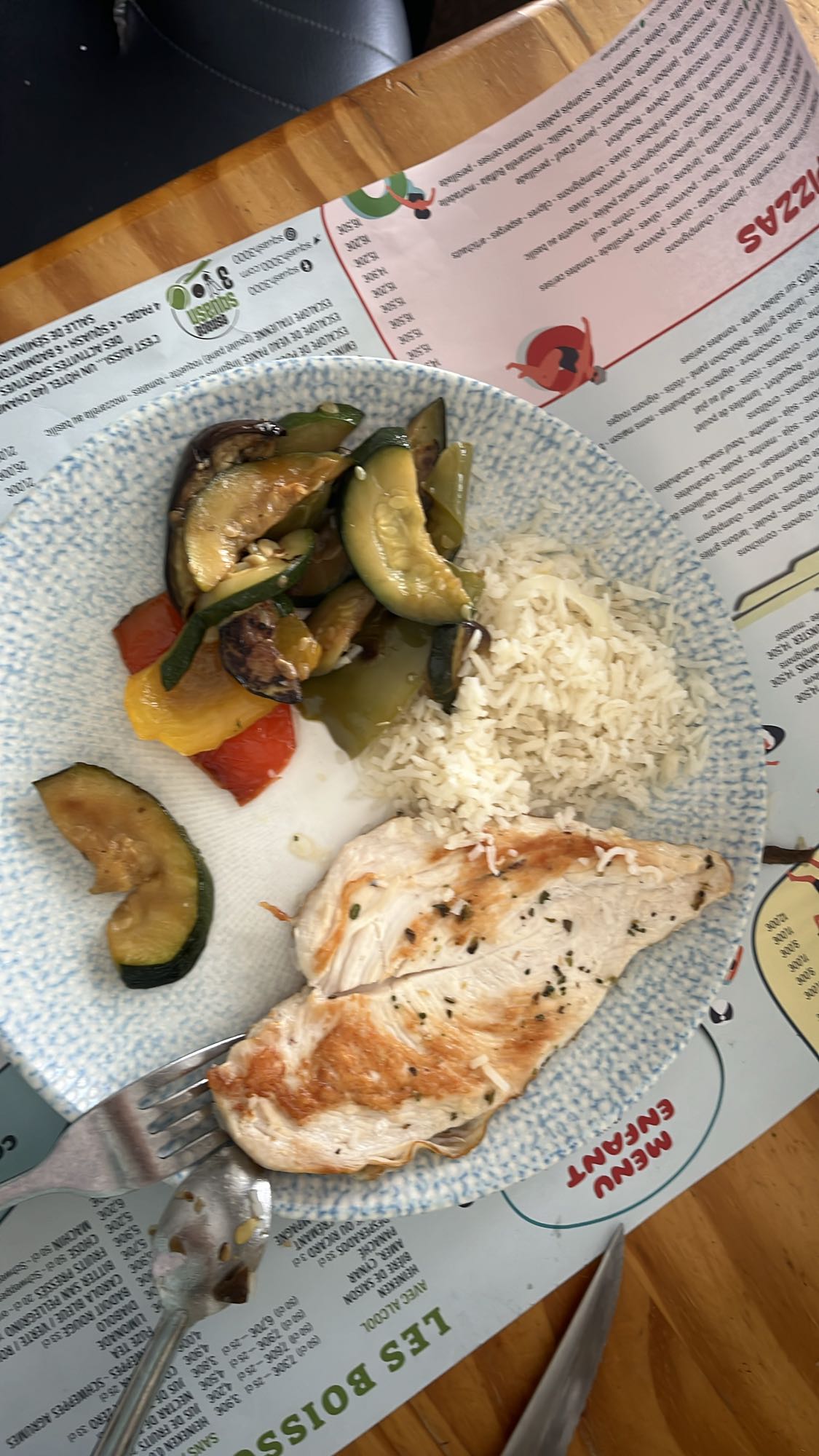 Poulet, riz et légumes