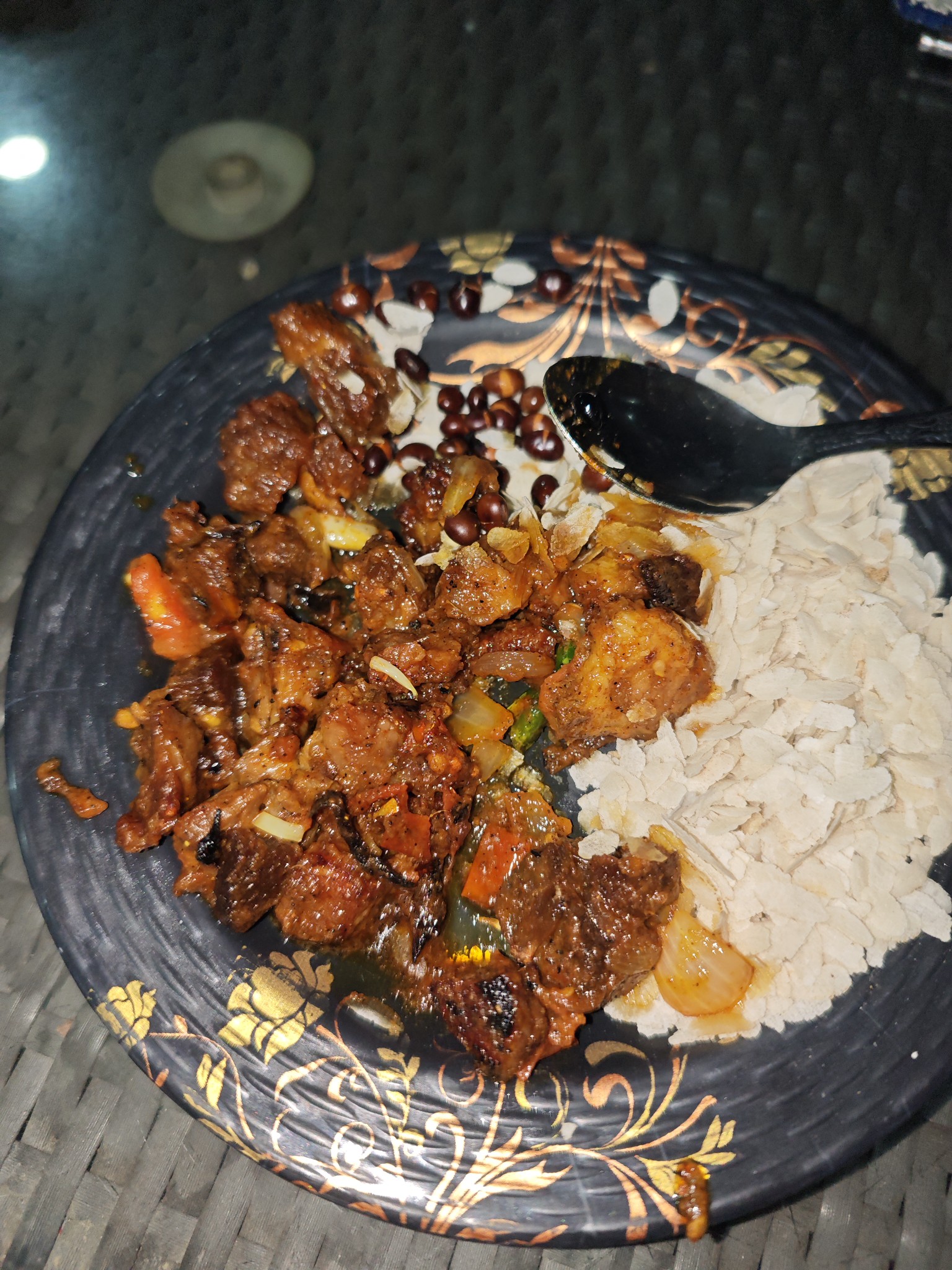 Spicy Soya Chunks with Poha