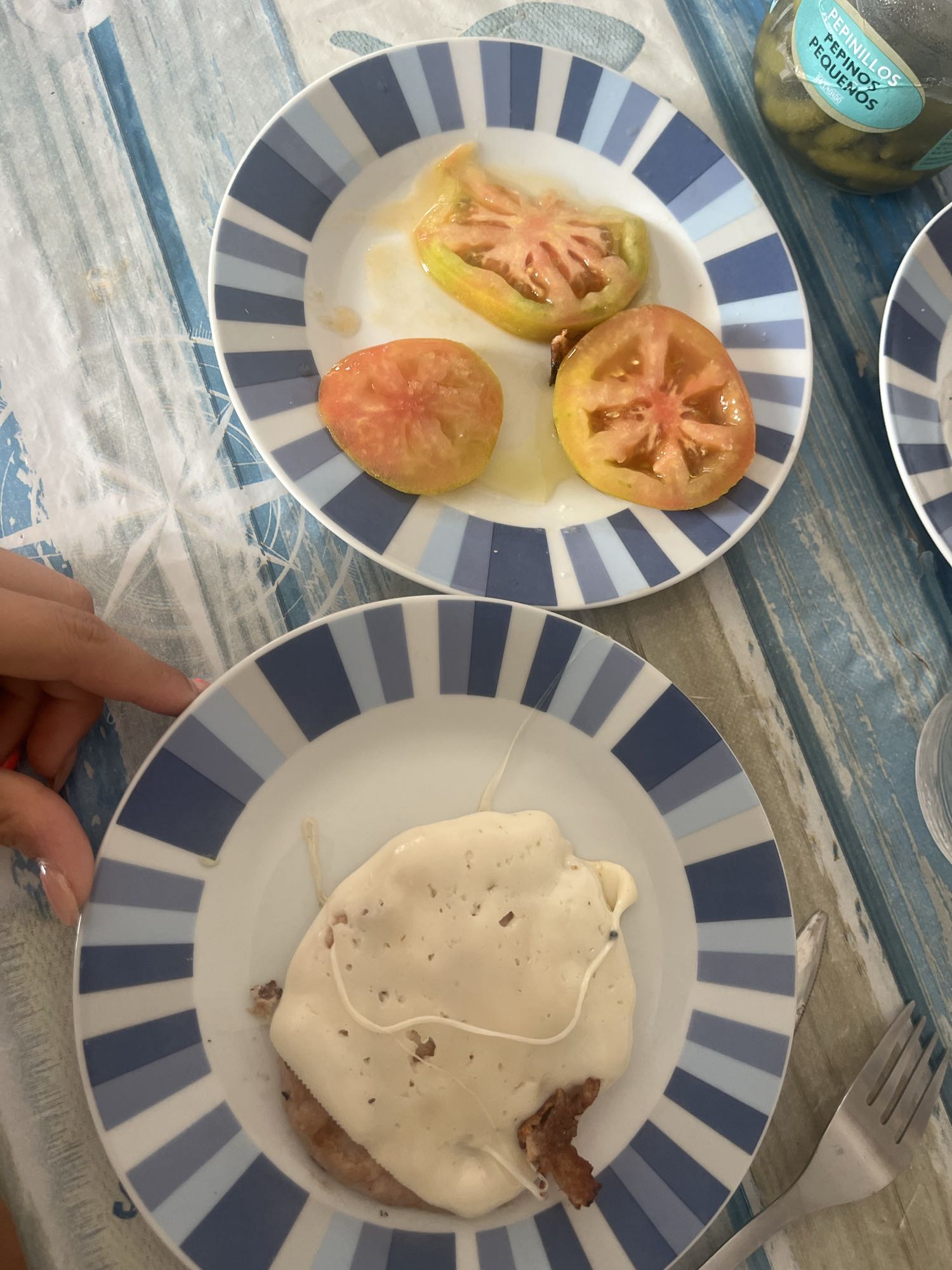 Carne con queso y tomate