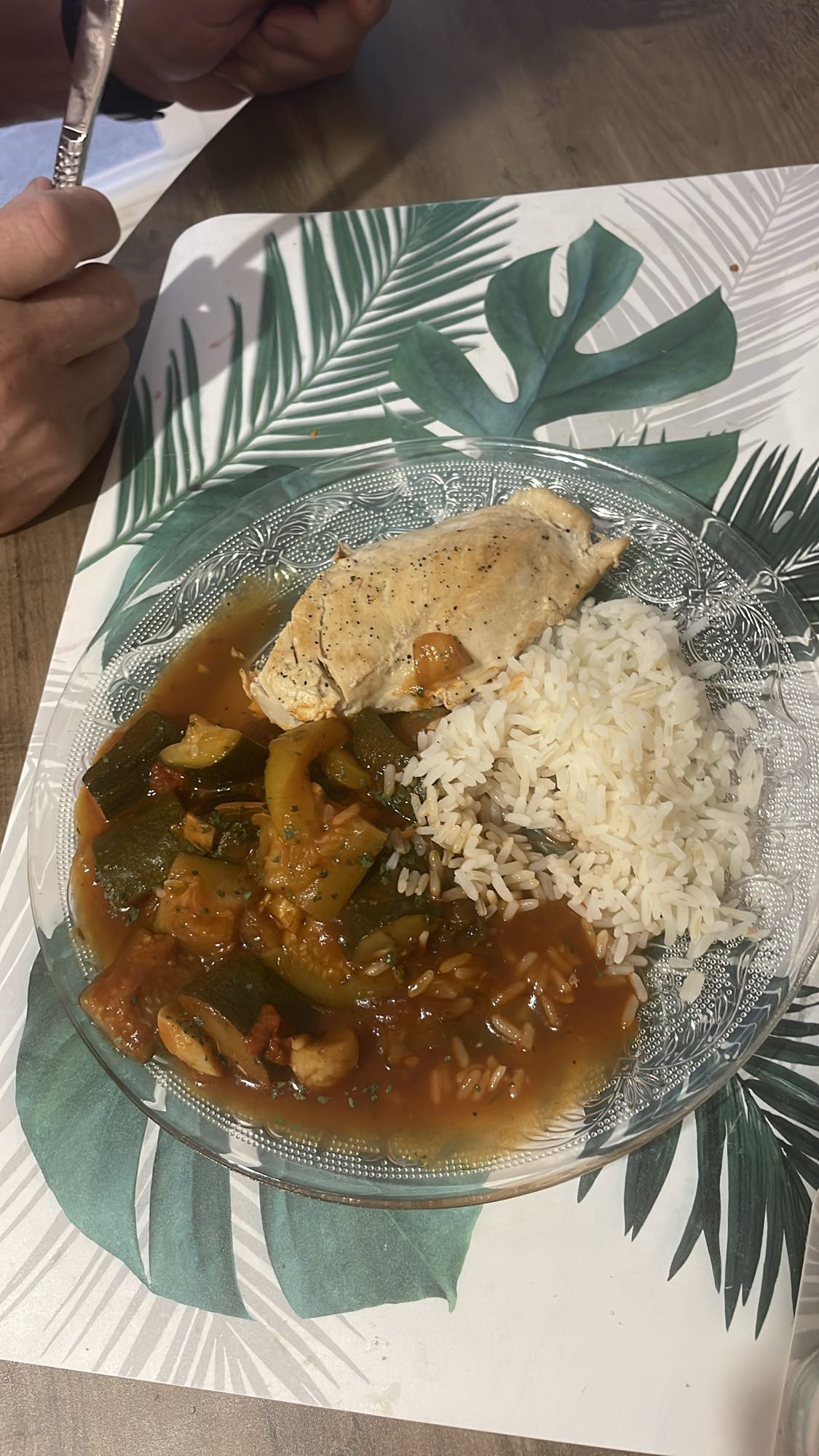 Poulet, riz et ratatouille